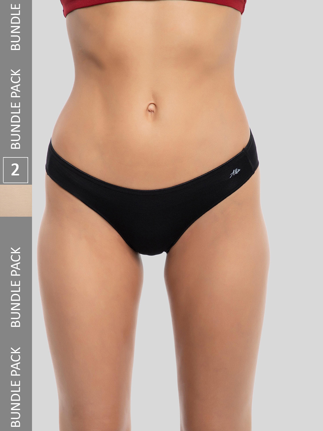 

AshleyandAlvis Women Pack of 2 Anti-Bacterial Anti Odour Modal Bikini AA-BIK-EB-AN, Black
