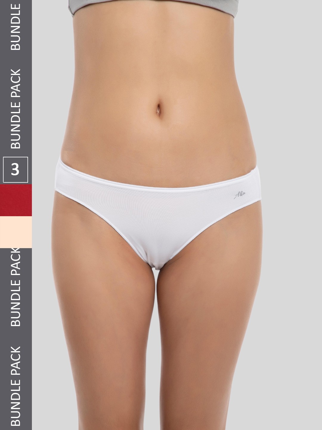

AshleyandAlvis Women Pack of 3 Anti-Bacterial Anti Odour Modal Bikini AA-BIK-SW-BP-SR, White