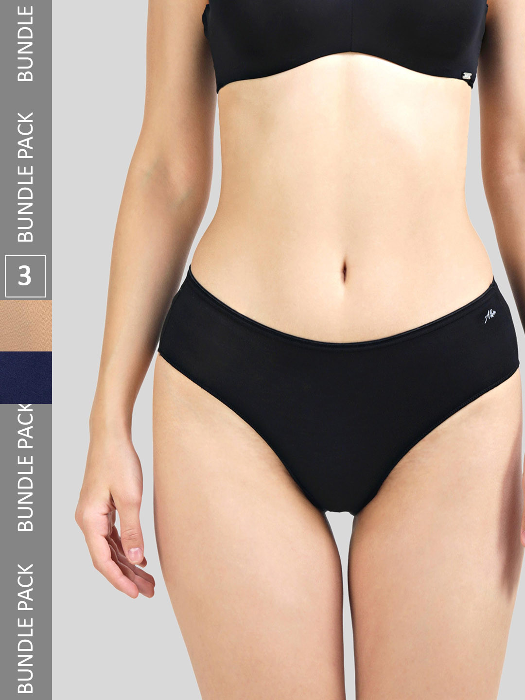 

Ashleyandalvis Women Pack of 3 Anti-Bacterial Anti Odour Modal Hipster AA-HIP-EB-CB-AN, Navy blue