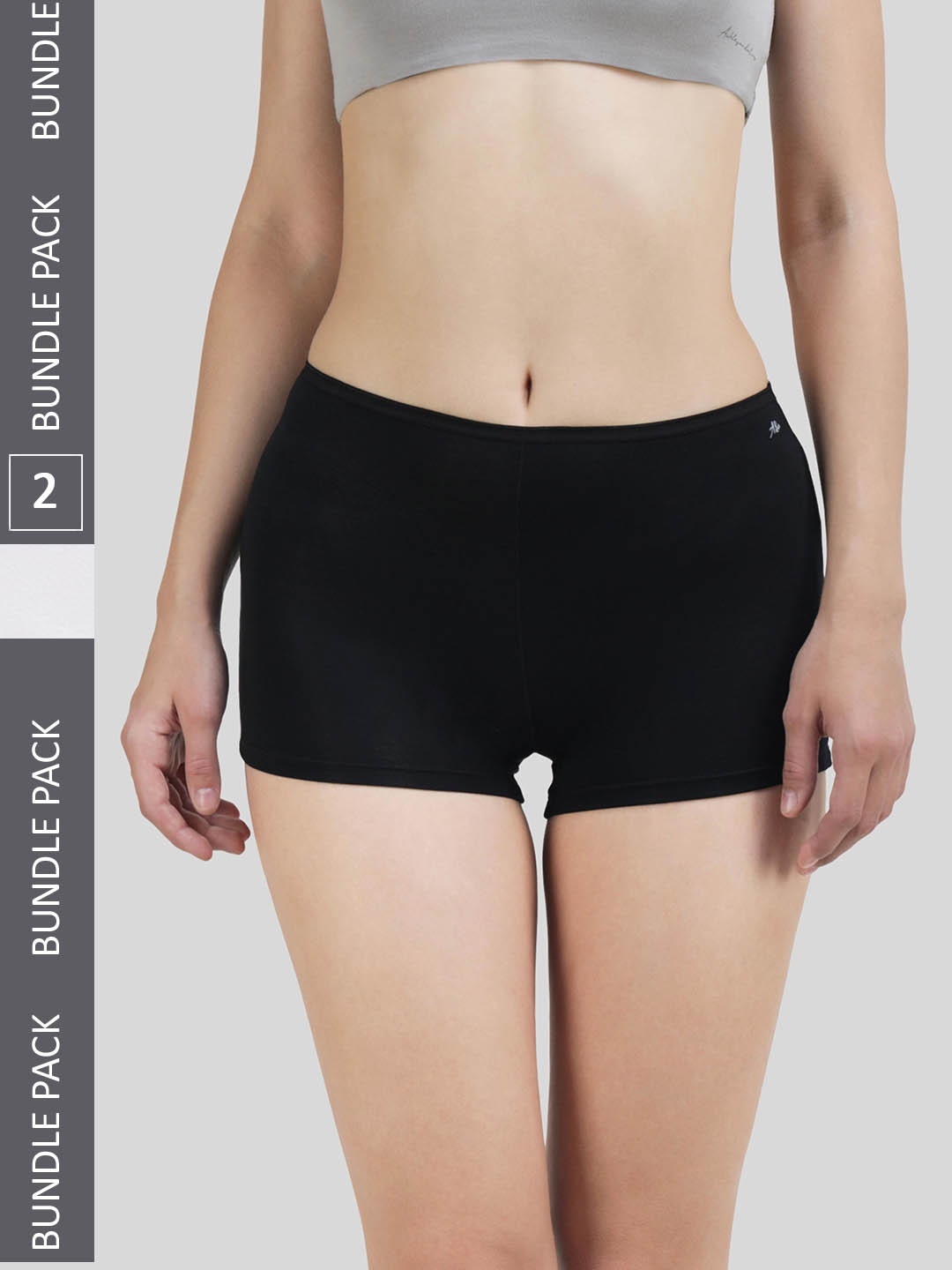 

Ashleyandalvis Women Pack of 2 Anti-Bacterial Modal Boyshort AA-BOS-EB-SW, White