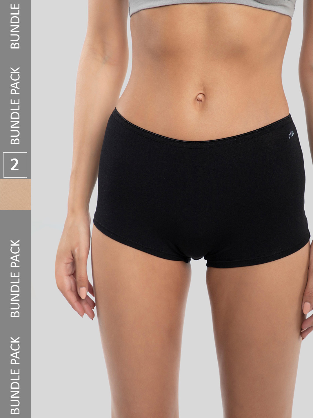 

Ashleyandalvis Women Pack of 2 Modal Boysleg AA-BOL-EB-AN, Black