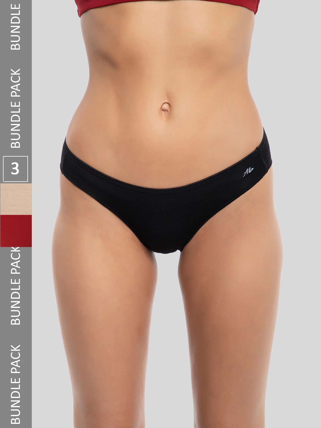 

Ashleyandalvis Women Pack of 3 Anti-Bacterial Anti Odour Modal Bikini AA-BIK-EB-AN-SR, Maroon