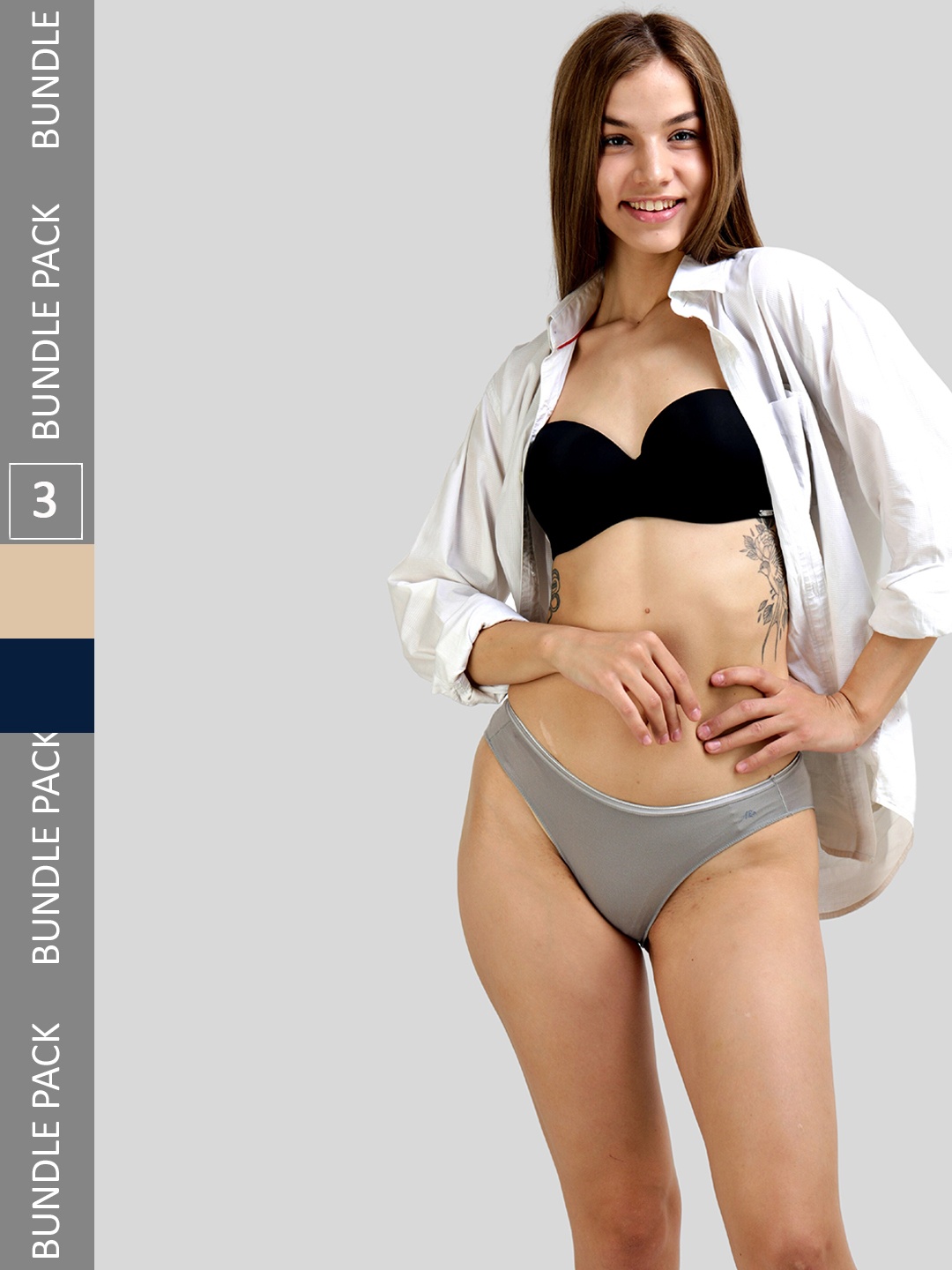 

Ashleyandalvis Women Pack of 3 Anti-Bacterial Anti Odour Modal Bikini AA-BIK-MG-CB-AN, Grey