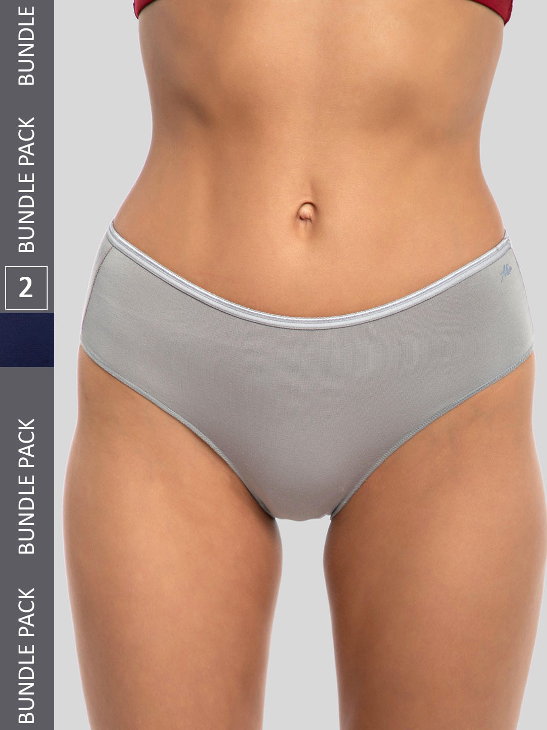 

Ashleyandalvis Women Pack of 2 Anti-Bacterial Anti Odour Modal Hipster AA-HIP-MG-CB, Grey