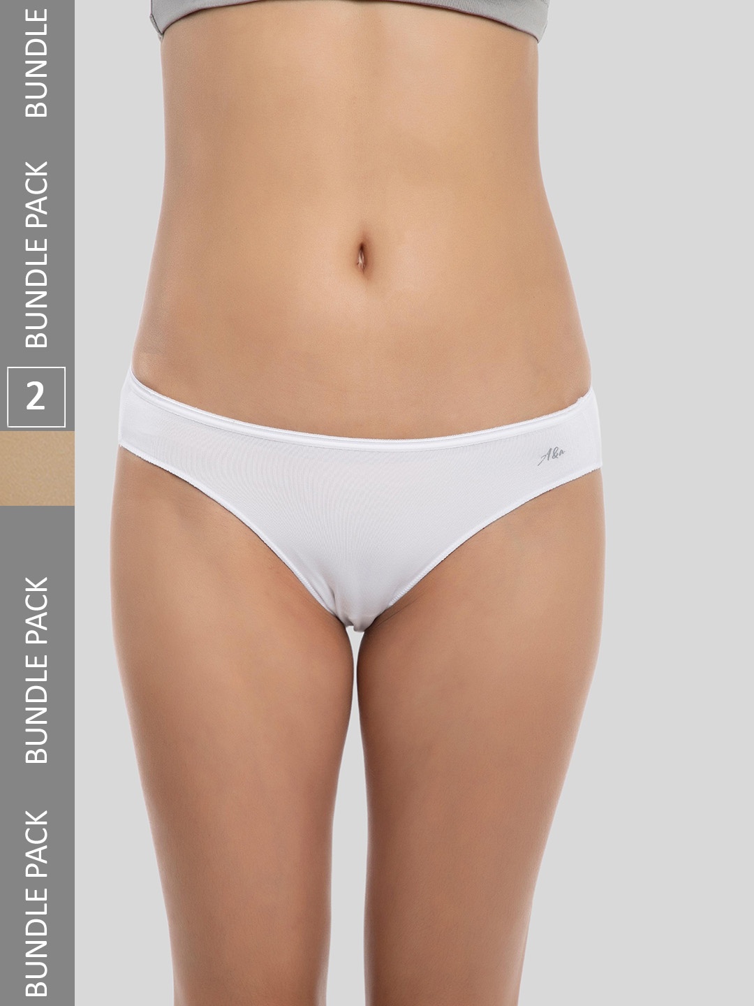 

Ashleyandalvis Women Pack of 2 Anti-Bacterial Anti Odour Modal Bikini AA-BIK-SW-AN, White