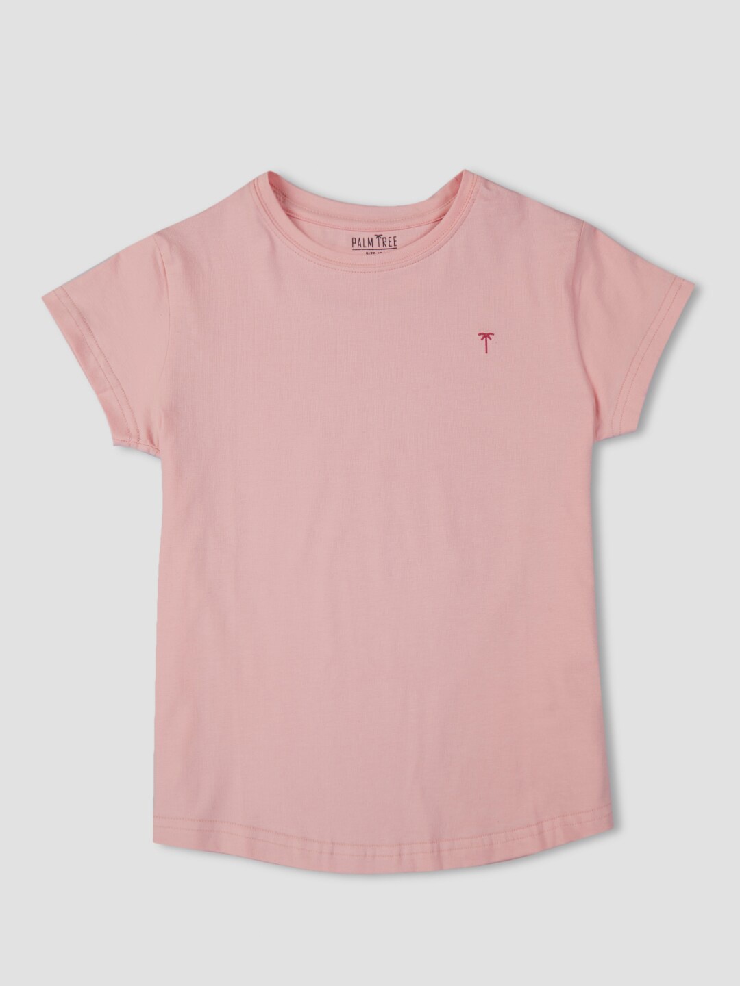 

Palm Tree Girls Round Neck Short Sleeves Cotton Top, Pink