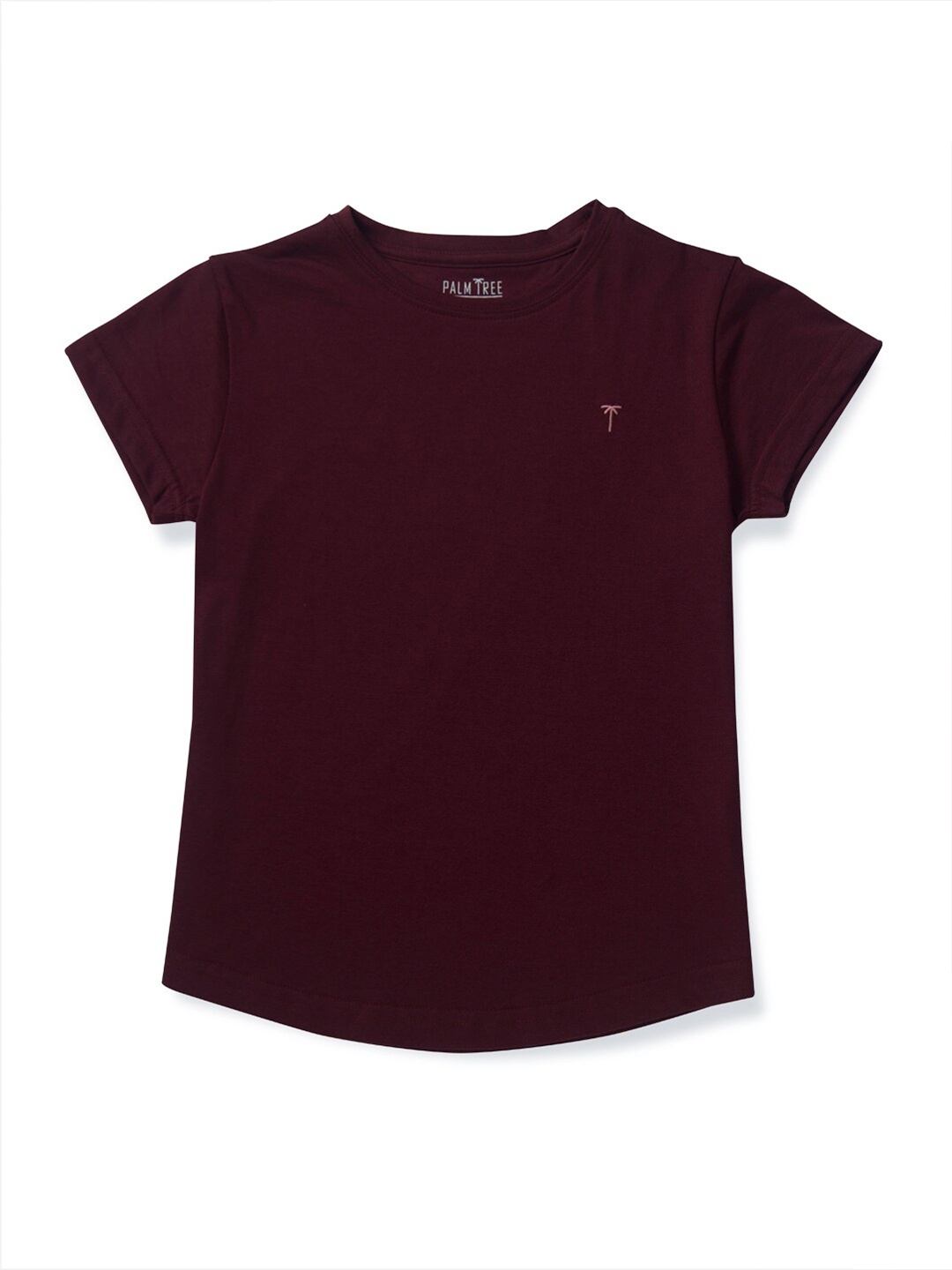 

Palm Tree Girls Round Neck Cotton Top, Maroon