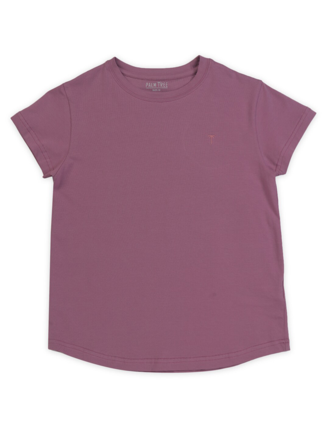 

Palm Tree Girls Round Neck Cotton Top, Mauve