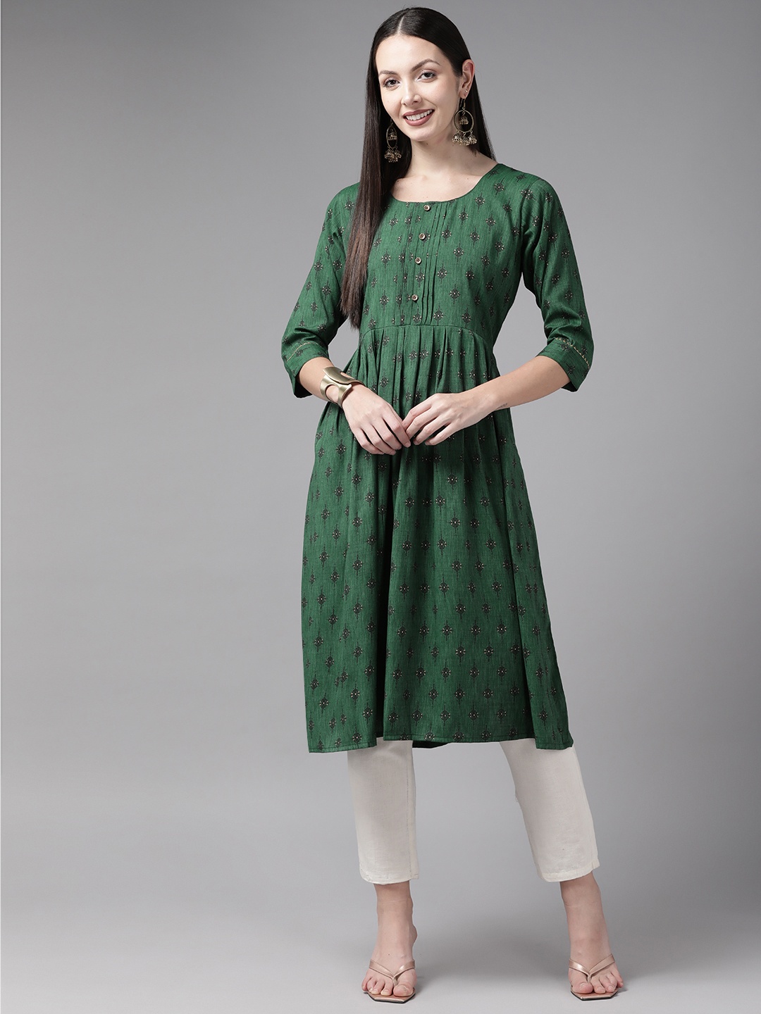 

Aarika Geometric Printed Kurta, Green