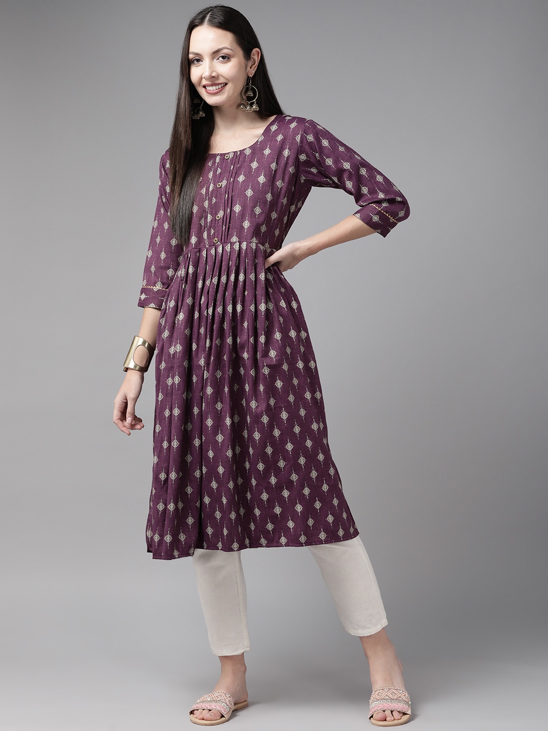 

Aarika Ethnic Motifs Printed Cotton Kurta, Purple