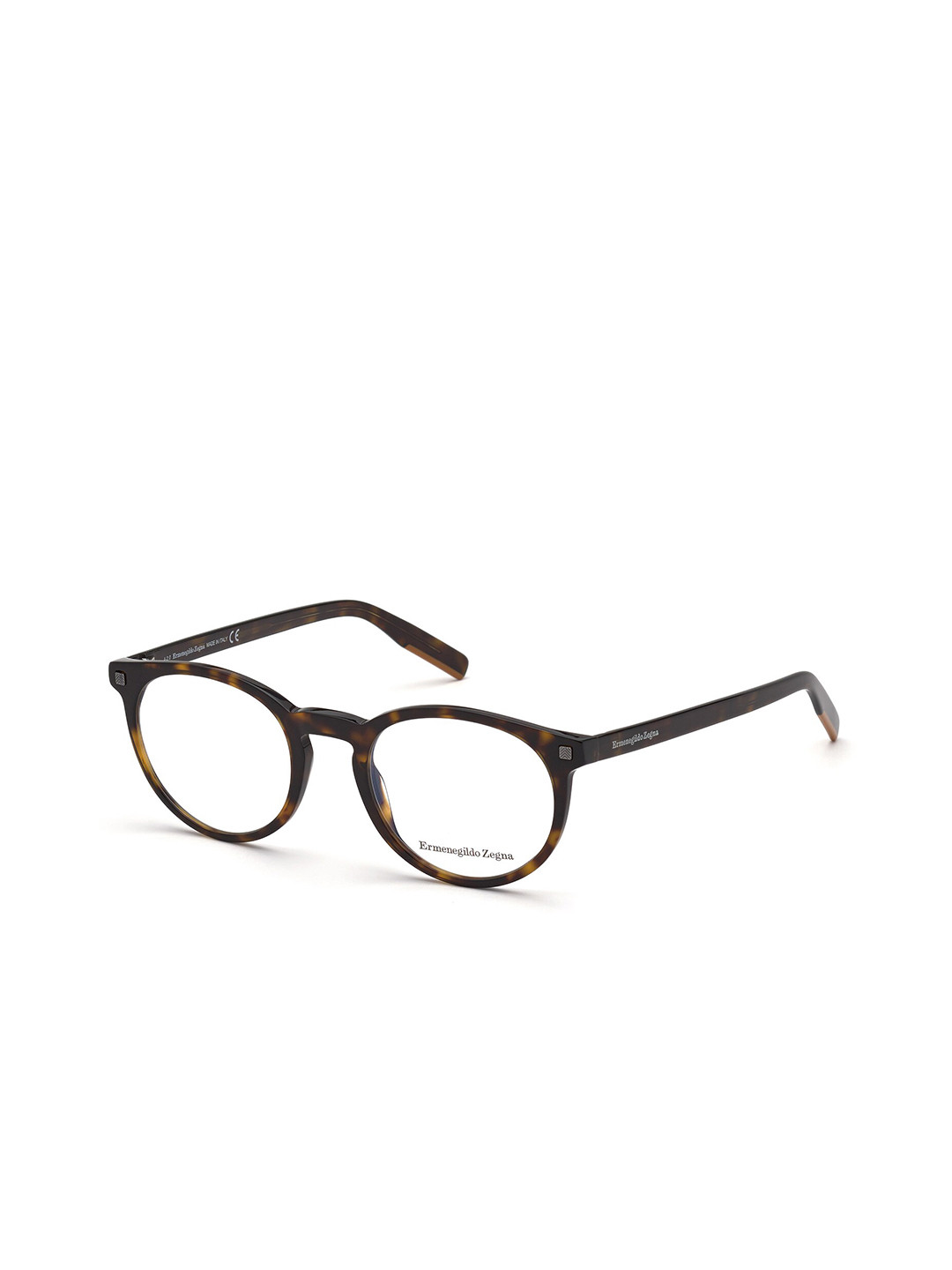 

Ermenegildo Zegna Men Tortoise Shell Full Rim Acetate Round Frame, Brown