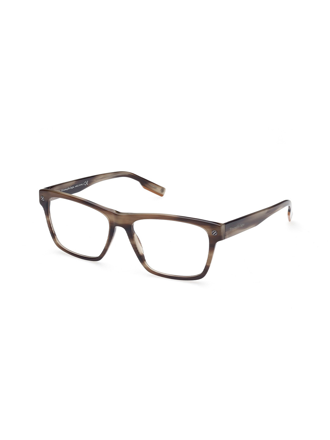 

Ermenegildo Zegna Men Abstract Full Rim Rectangle Frame EZ5231 56 050, Brown