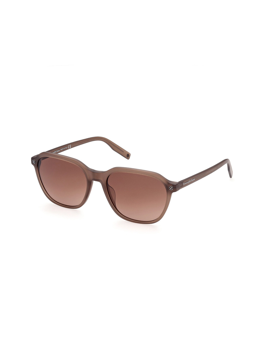 

Ermenegildo Zegna Men Square Sunglasses with UV Protected Lens EZ0194 55 49F, Brown
