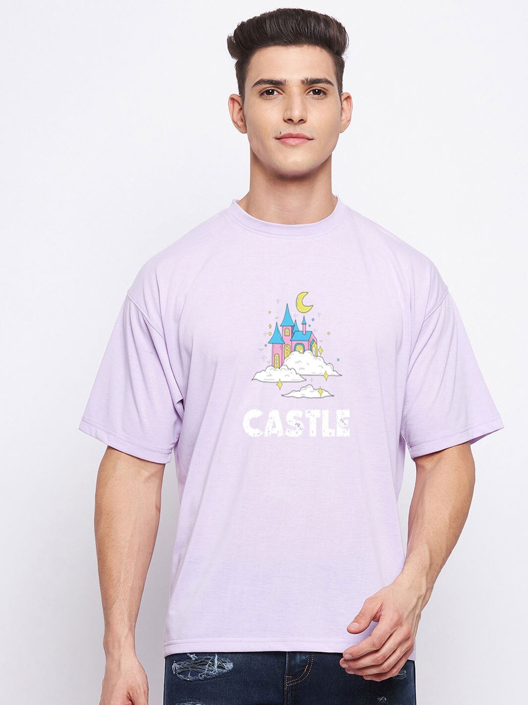 

FRENCH FLEXIOUS Graphic Printed Cotton T-shirt, Lavender