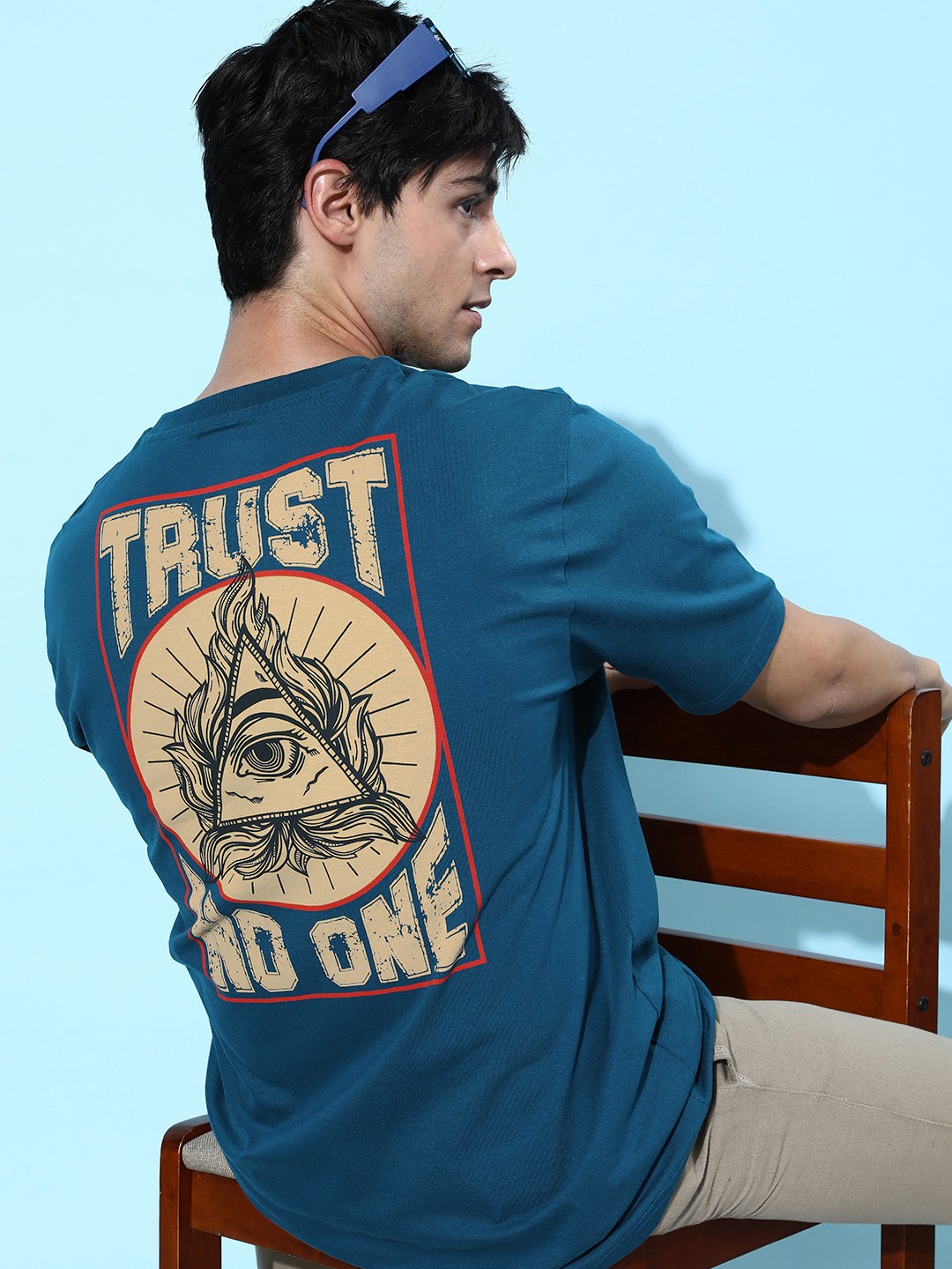 

DILLINGER Graphic Printed Oversized T-shirt, Blue