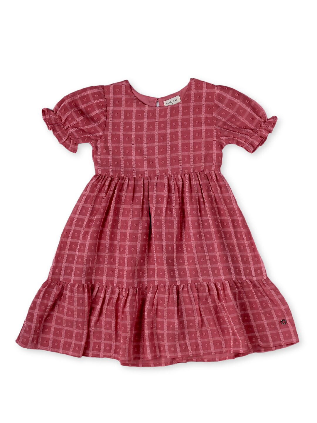 

Gini and Jony Puff Sleeves Checked Dress, Pink