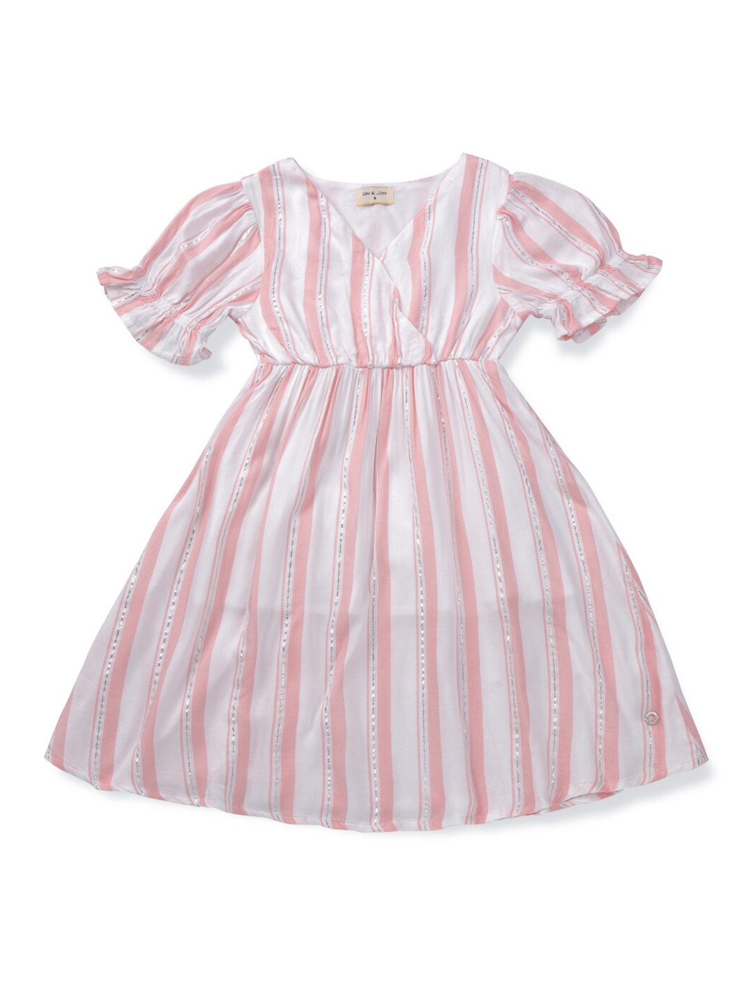 

Gini and Jony Girls Striped Fit & Flare Dress, Pink