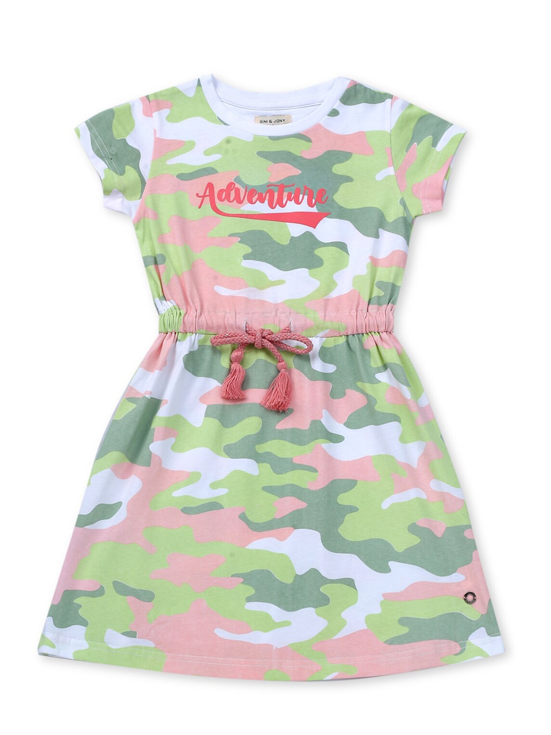 

Gini and Jony Infant Girls Camouflage Tie-Ups Detail A-Line Dress, Green