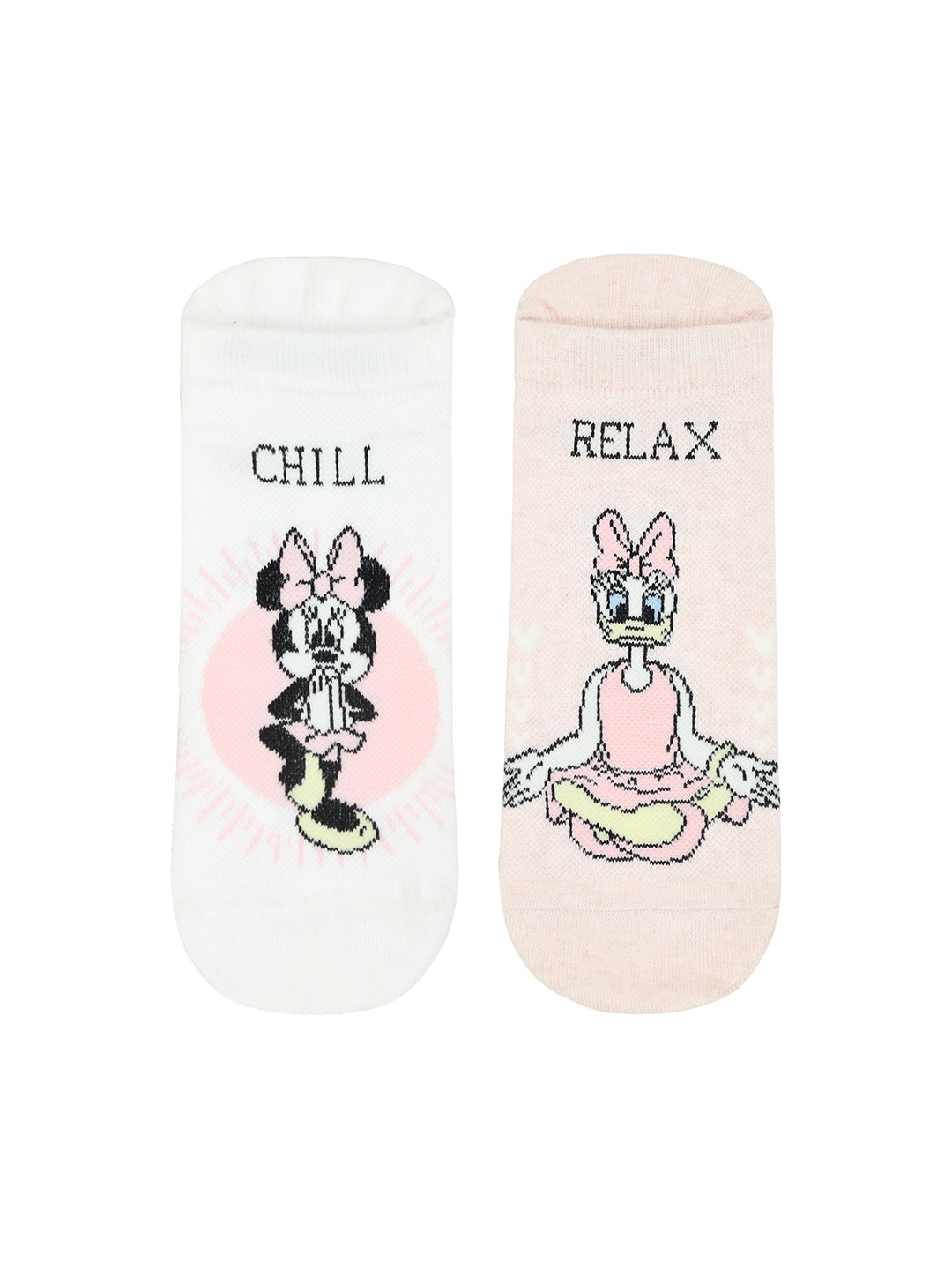 

Balenzia x Disney Women Pack Of 2 Patterned Ankle-Length Socks, White