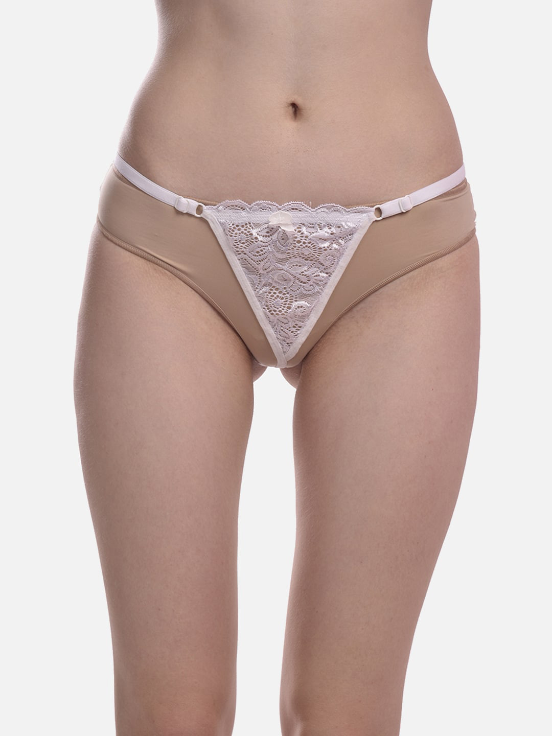 FIMS Women Self Design Net G-string Anti Microbial Thong Briefs- Net_Thong_Panty_White_FS