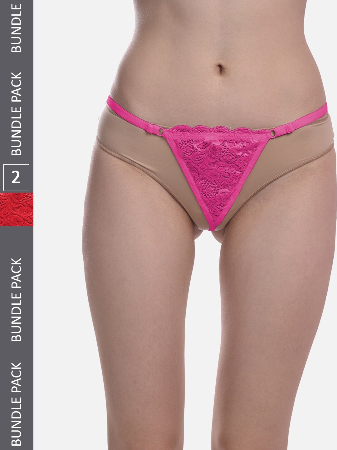 

FIMS Pack Of 2 Anti-Microbial Low-Rise G-string Thongs, Pink
