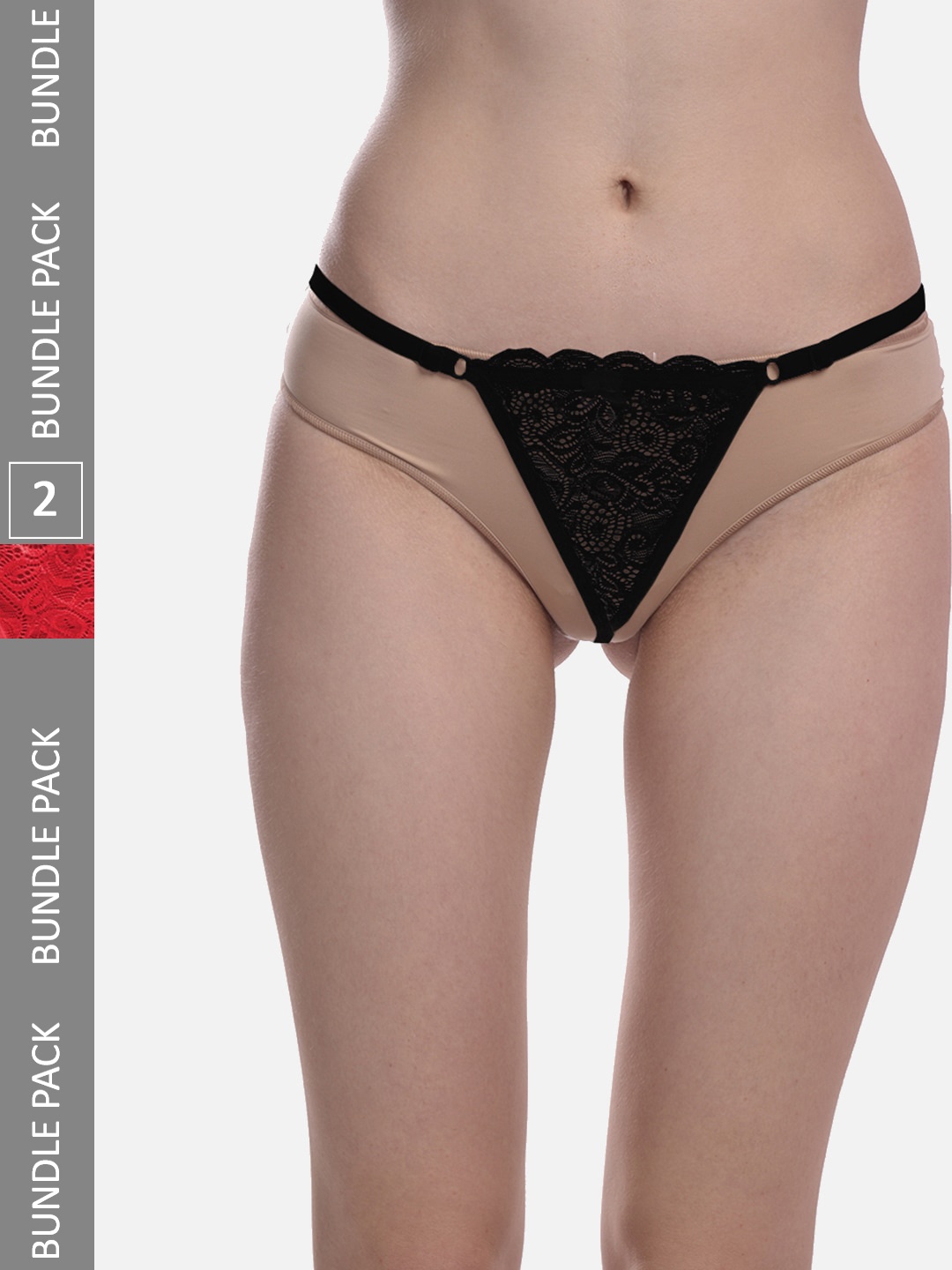 

FIMS Women Pack Of 2 Self-Designed Anti-Microbial G-String Thong Briefs, Black