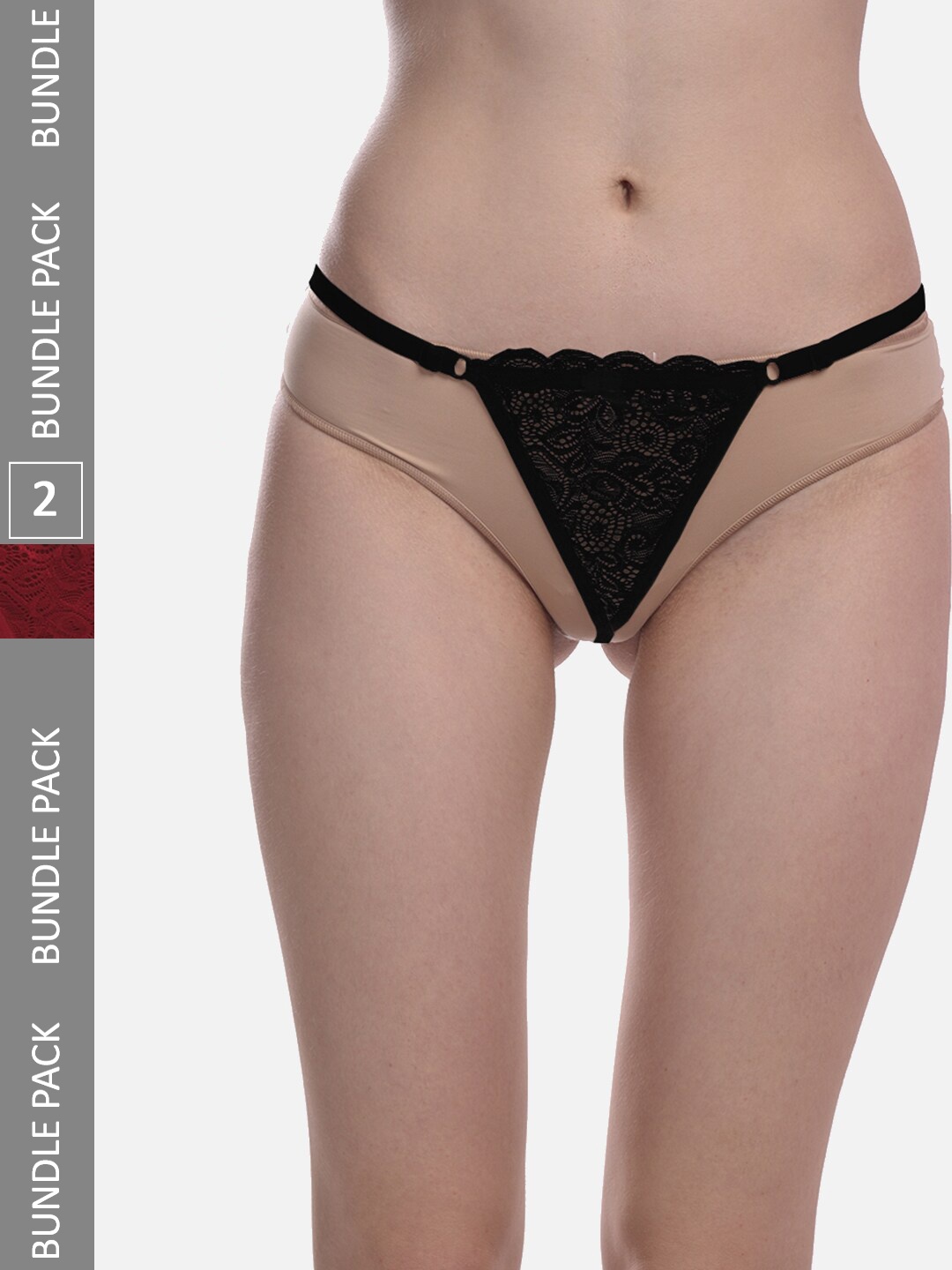 

FIMS Women Pack Of 2 Self-Designed Anti-Microbial G-String Thong Briefs, Black