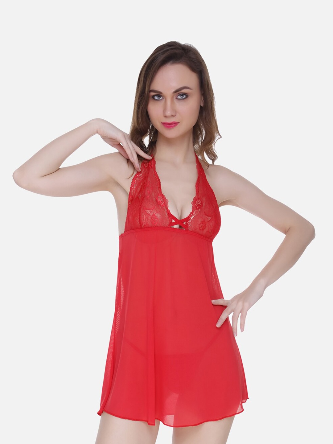 

FIMS Net Halter Neck Baby Doll, Red