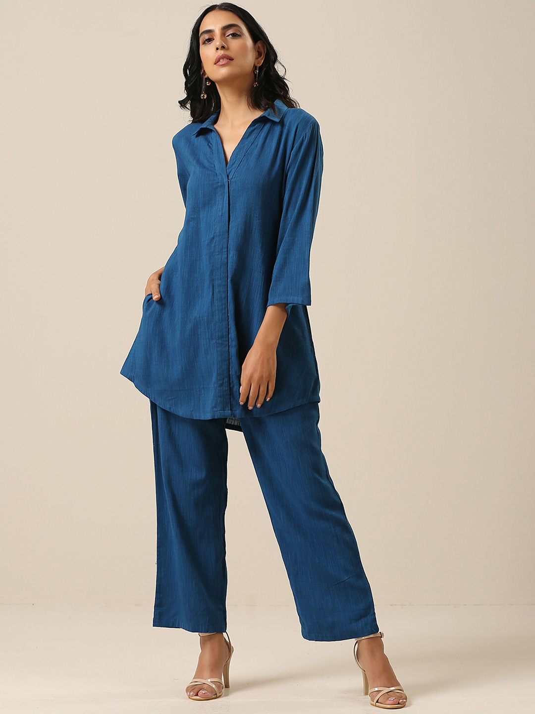 

trueBrowns Pure Cotton Tunic With Trousers Co-Ords, Blue