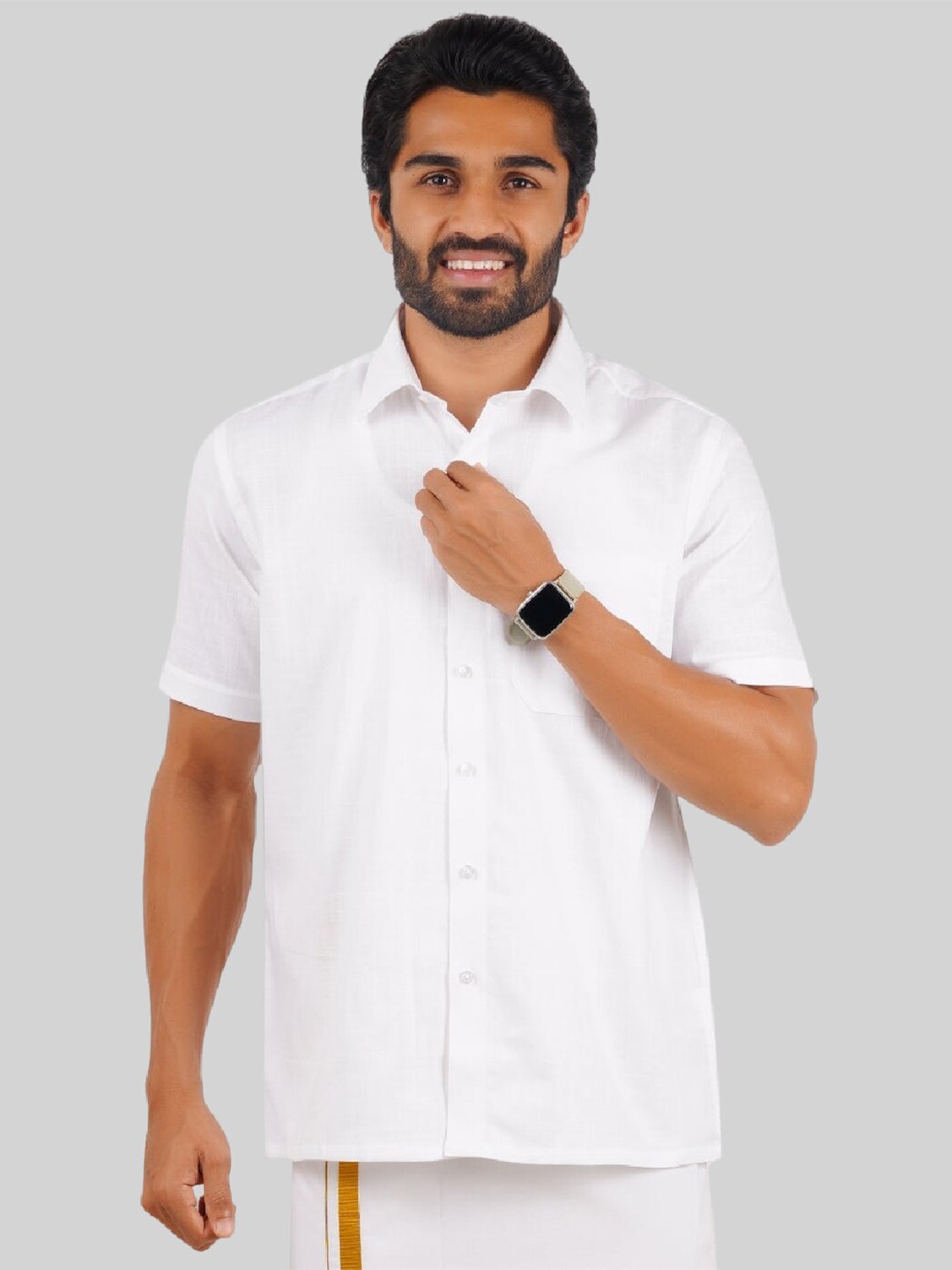 

Ramraj Spread Collar Cotton Formal Shirt, White