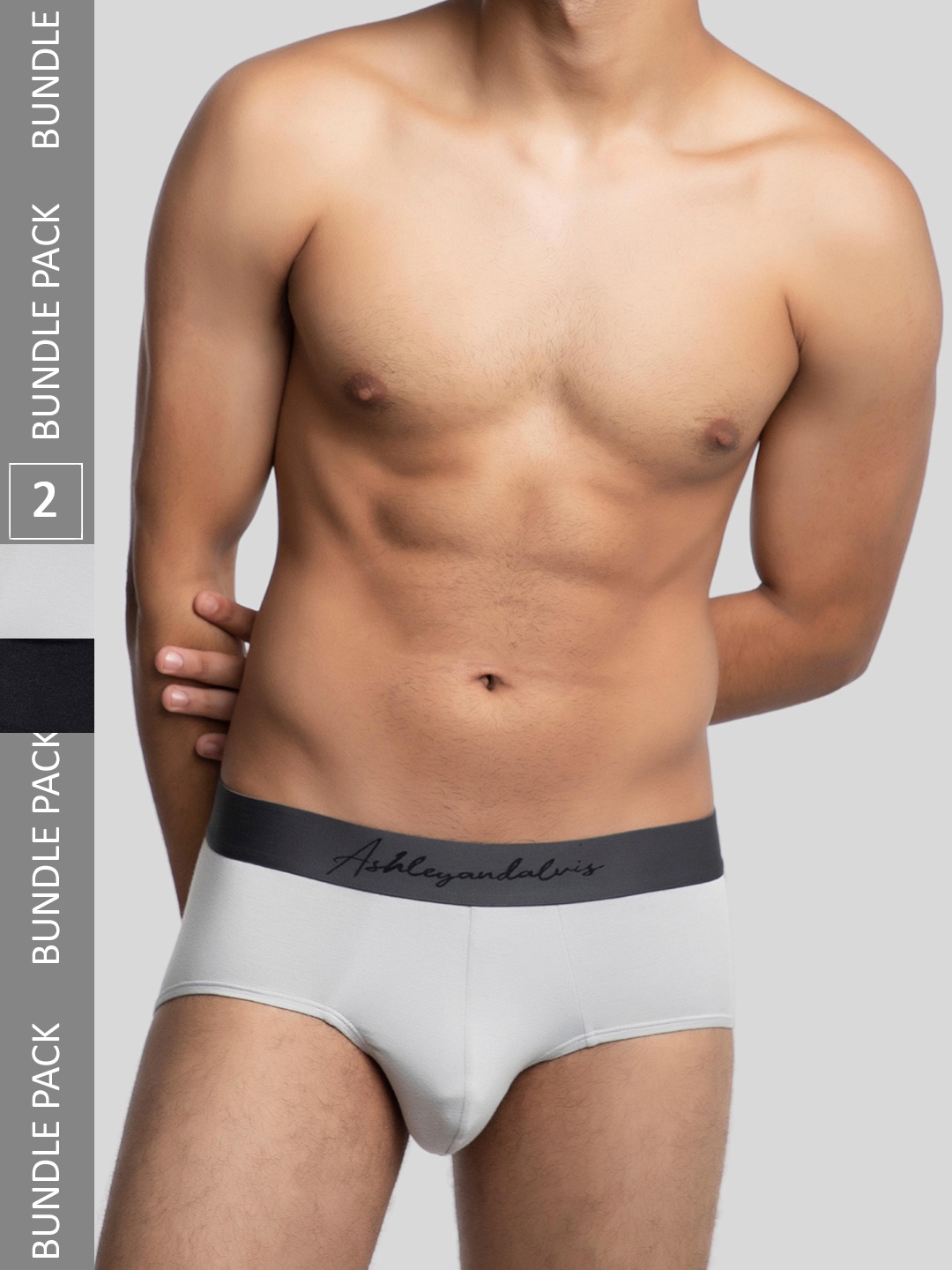 

Ashleyandalvis Men Pack of 2 Anti-Bacterial Anti Odour Modal Briefs AA-BR-DB-FG, Black