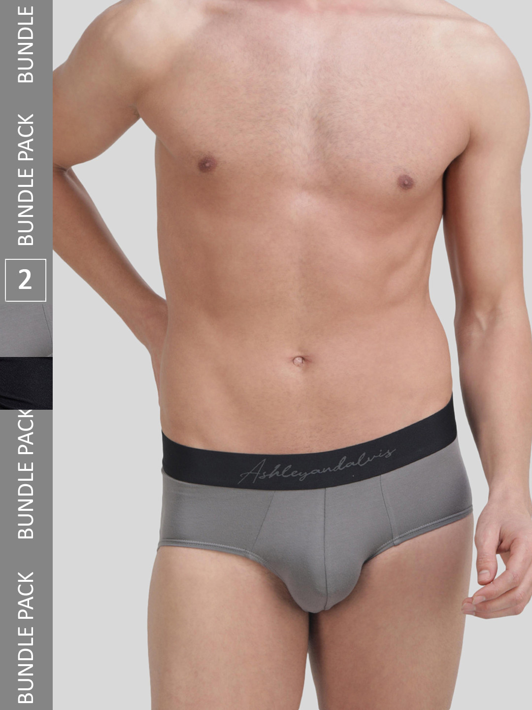 

Ashleyandalvis Men Pack of 2 Anti-Bacterial Anti Odour Modal Briefs AA-BR-DB-NG, Black