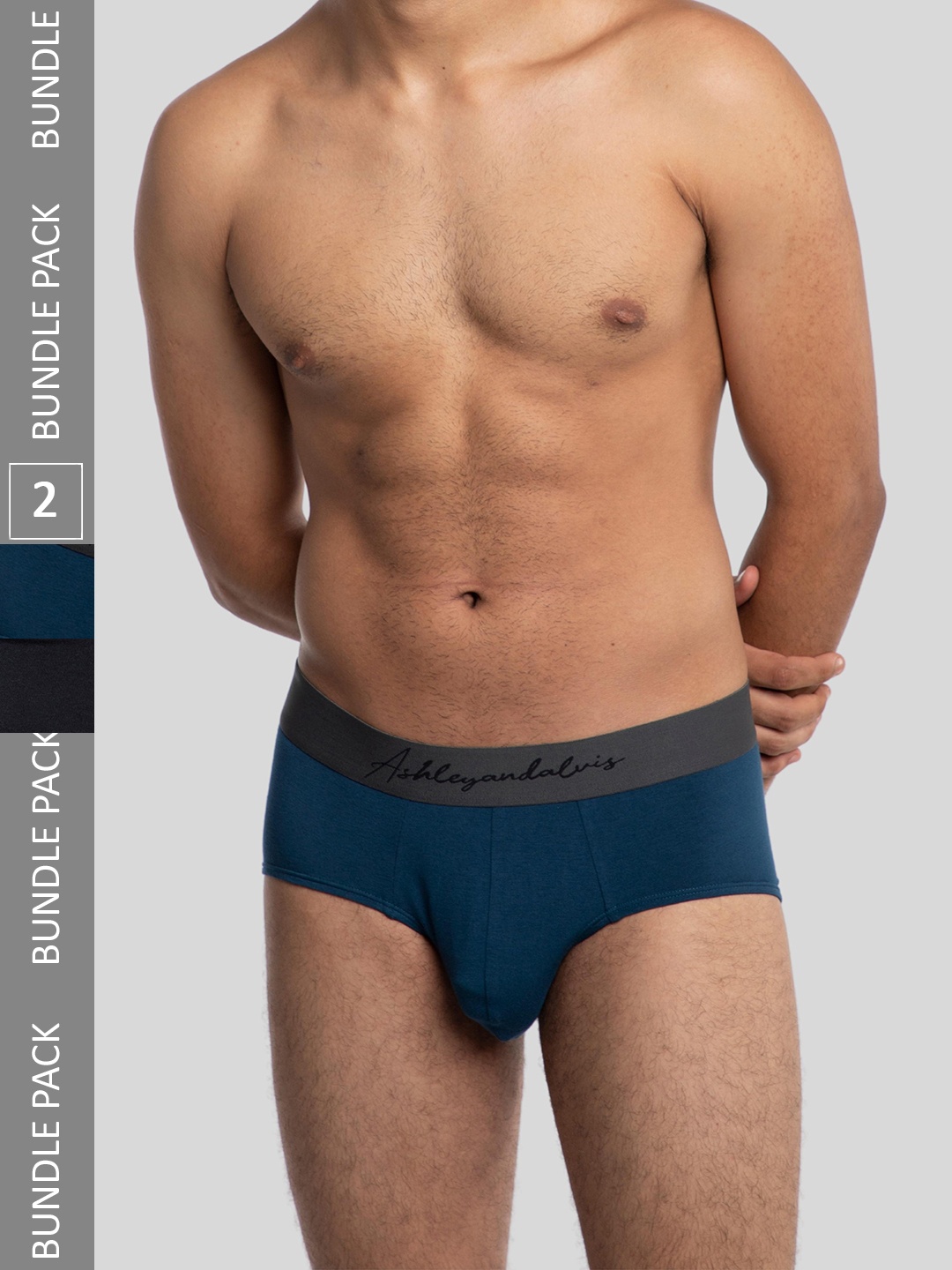 

Ashleyandalvis Men Pack of 2 Anti-Bacterial Anti Odour Modal Briefs AA-BR-PB, Black