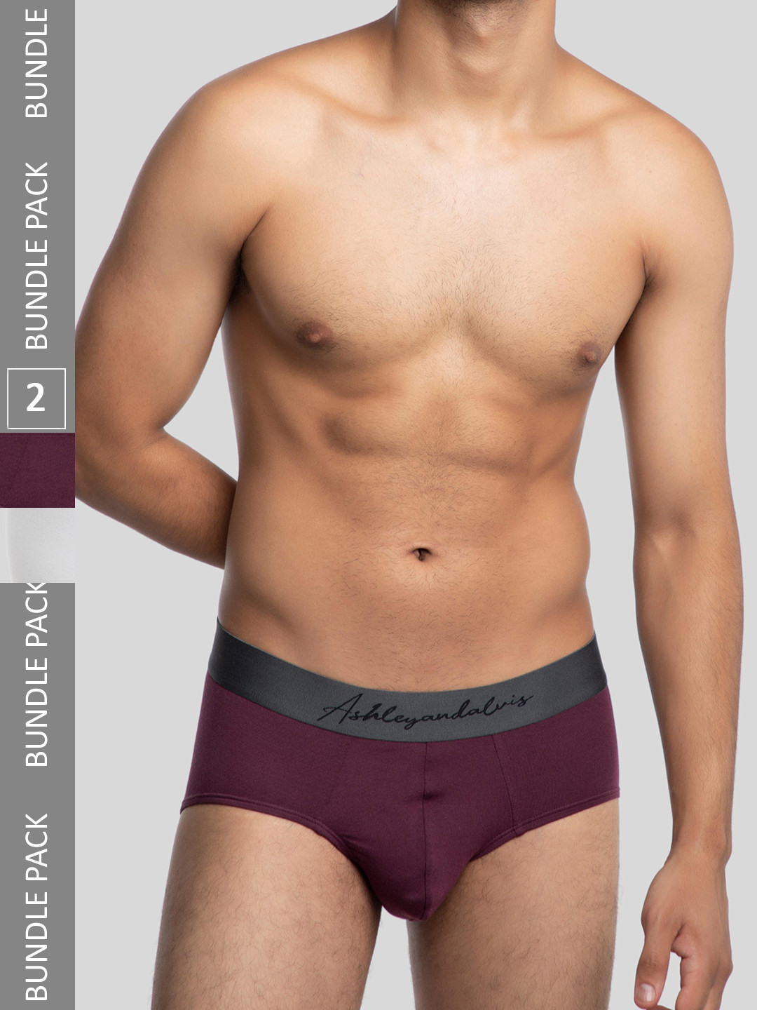 

Ashleyandalvis Men Pack of 2 Anti-Bacterial Anti Odour Modal Briefs AA-BR-AR-FG, Maroon