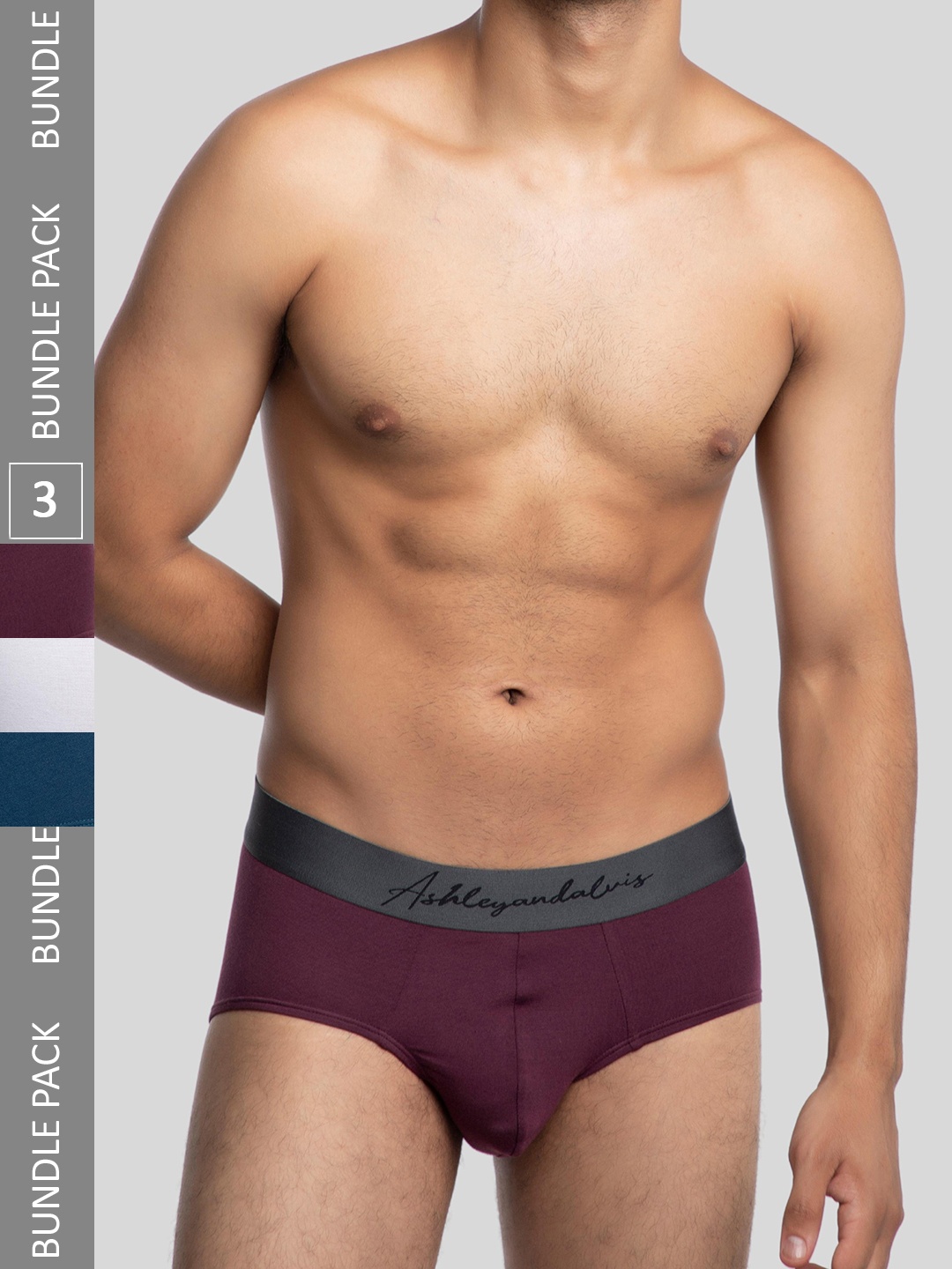 

Ashleyandalvis Men Pack of 3 Anti-Bacterial Modal Briefs AA-BR-AR-PB-FG, White