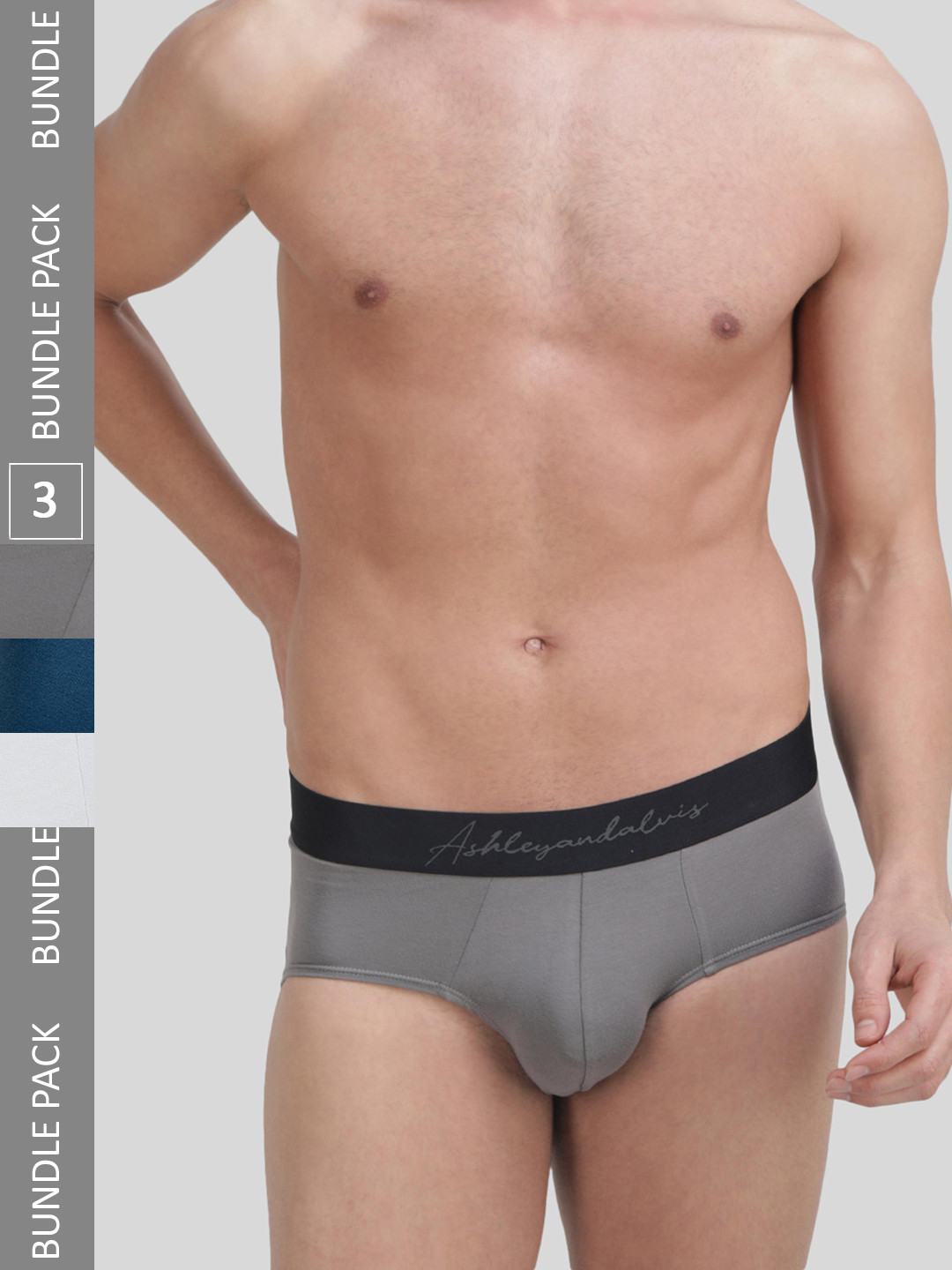 

Ashleyandalvis Men Pack of 3 Anti-Bacterial Anti Odour Modal Briefs AA-BR-PB-FG-NG, Blue