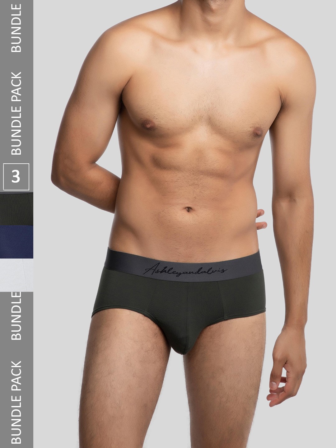 

Ashleyandalvis Men Pack of 3 Anti-Bacterial Anti Odour Modal Briefs AA-BR-IB-EG-FG, Blue