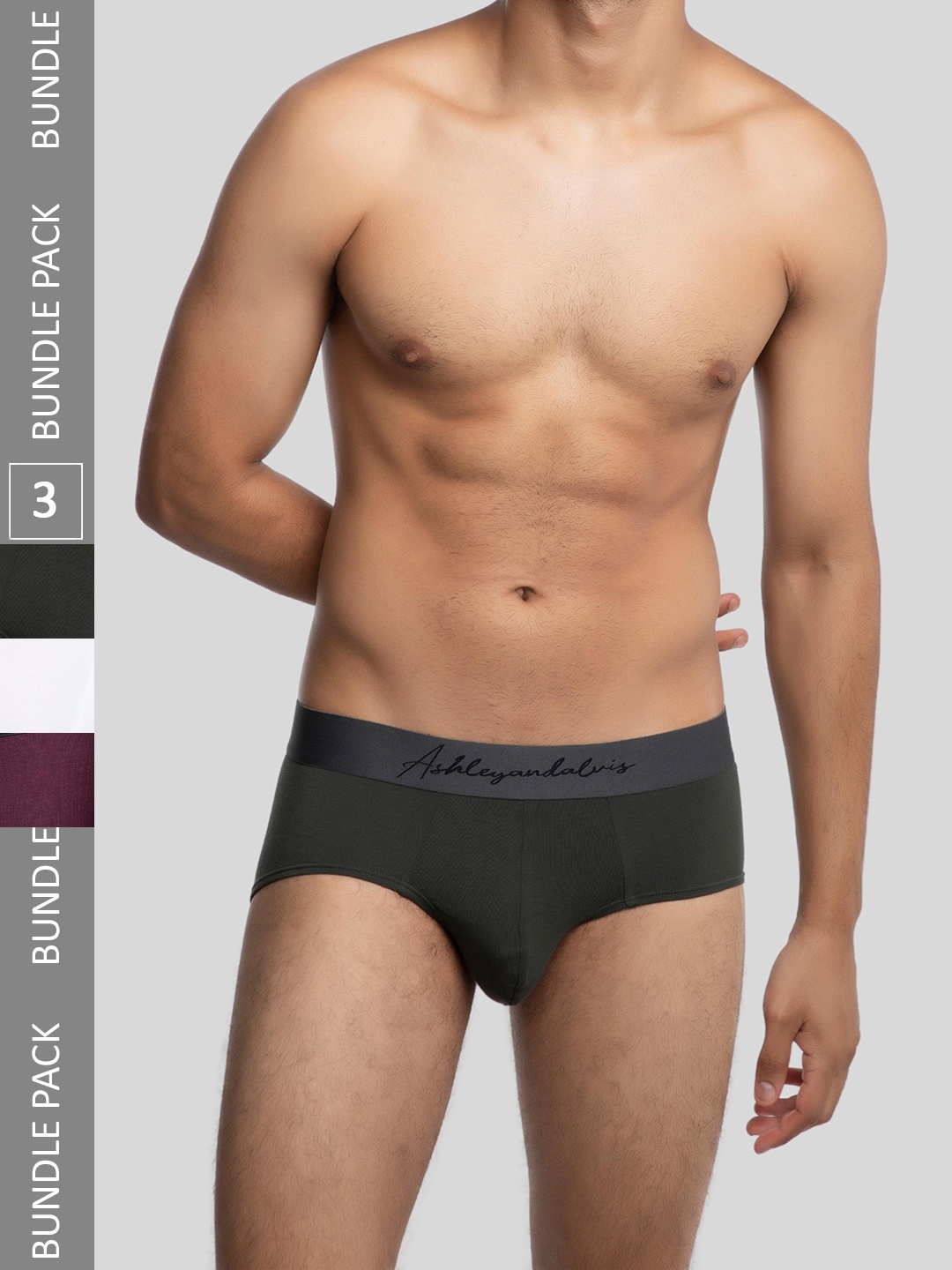 

Ashleyandalvis Men Pack of 3 Anti-Bacterial Anti Odour Modal Briefs AA-BR-AR-EG-FG, Maroon