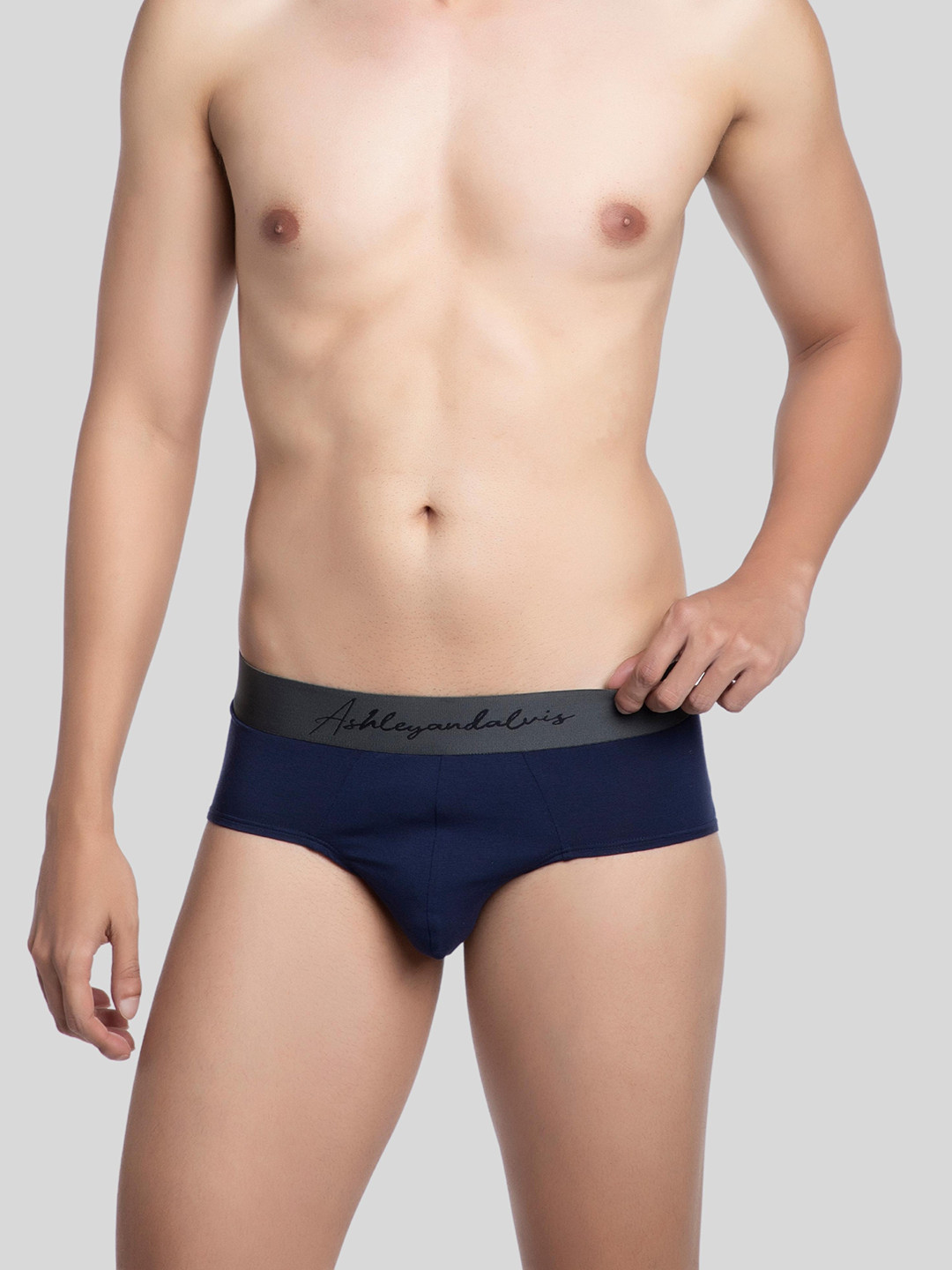 

Ashleyandalvis Men Pack of 1 Anti-Bacterial Anti Odour Modal Briefs AA-BR-IB, Navy blue
