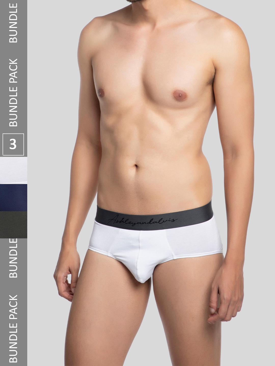 

Ashleyandalvis Men Pack of 3 Anti-Bacterial Anti Odour Modal Briefs AA-BR-FW-IB-EG, White