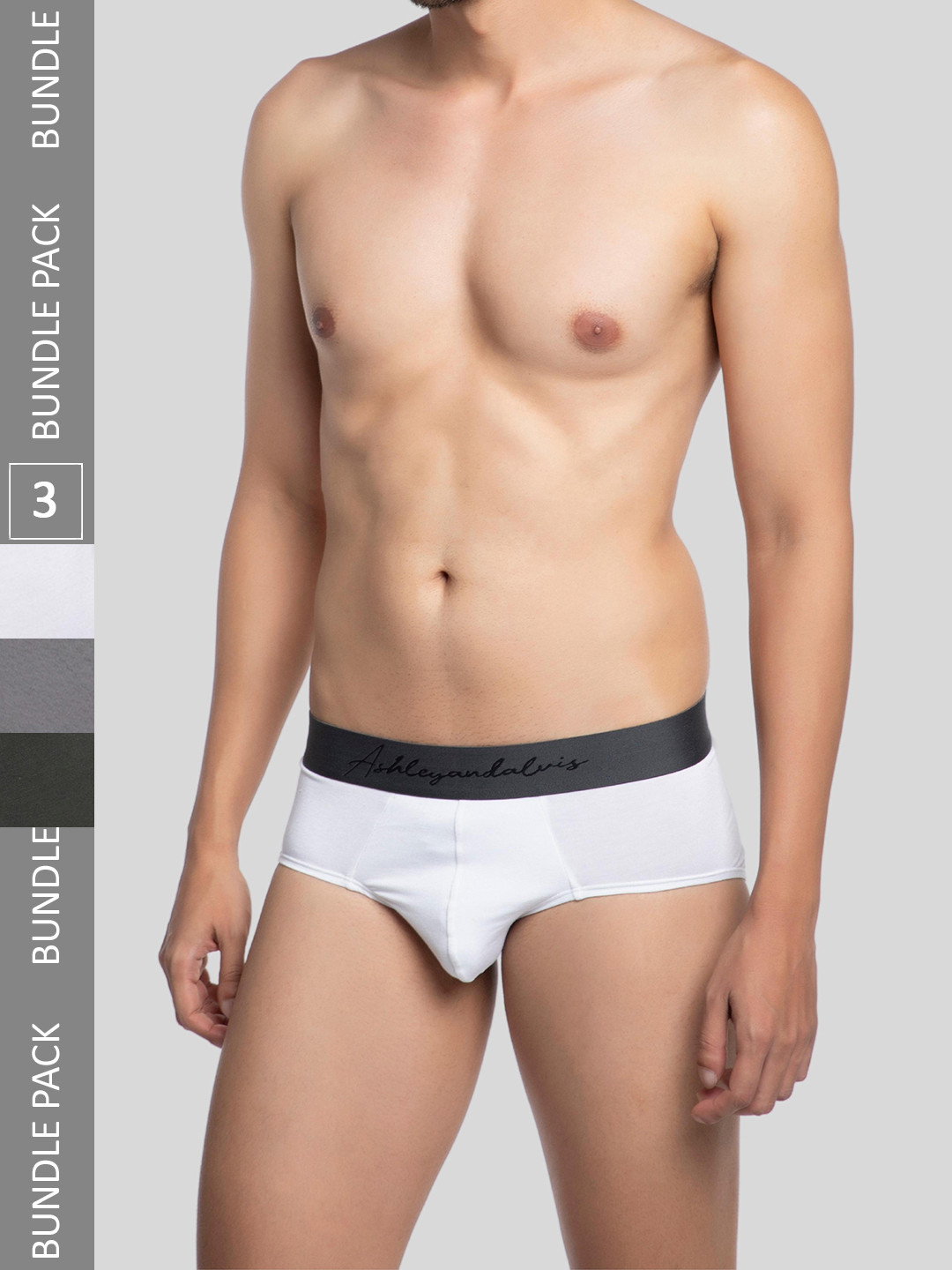 

Ashleyandalvis Men Pack of 3 Anti-Bacterial Anti Odour Modal Briefs AA-BR-FW-EG-NG, White