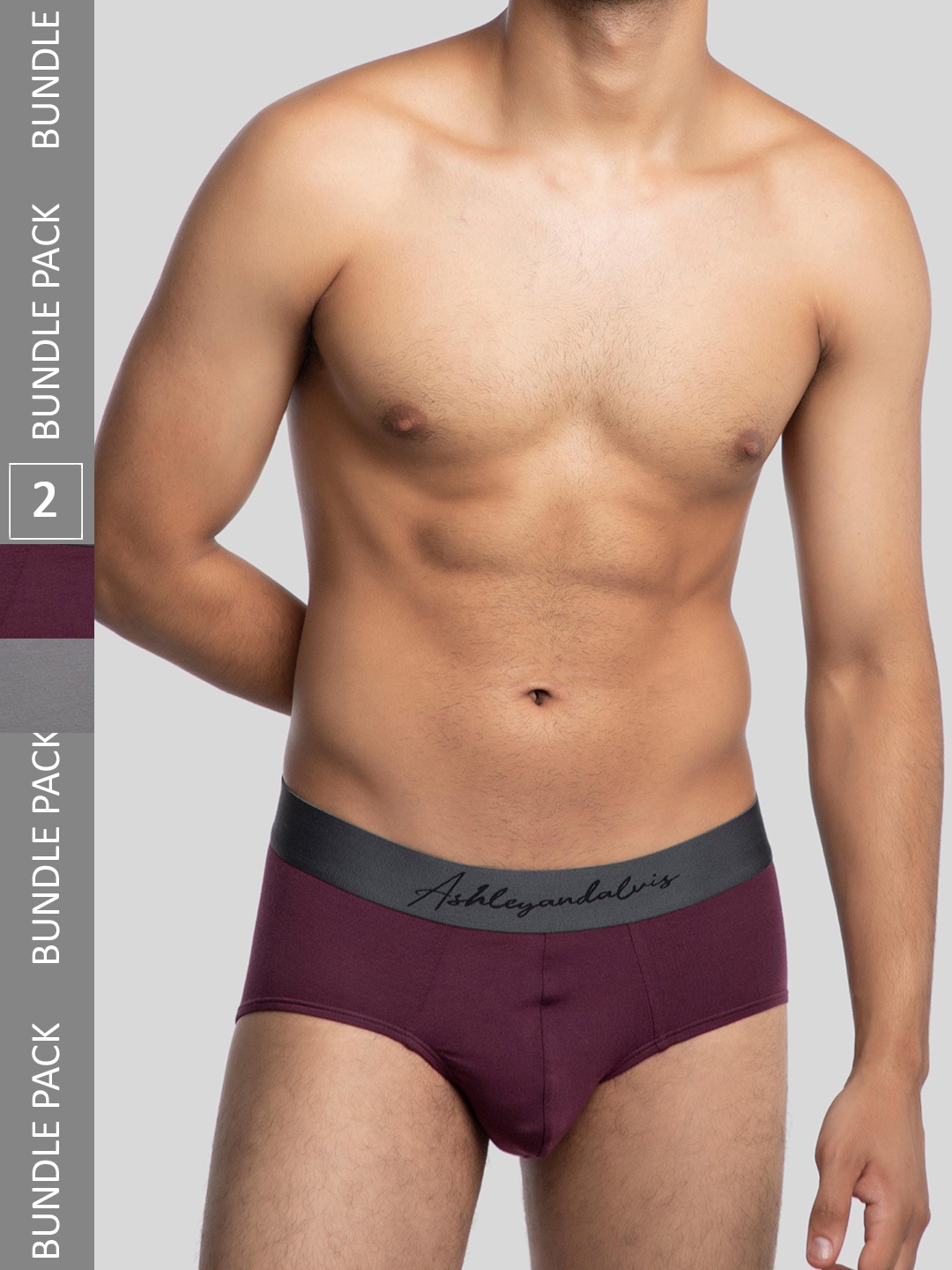 

Ashleyandalvis Men Pack of 2 Anti-Bacterial Anti Odour Modal Briefs AA-BR-AR-NG, Maroon