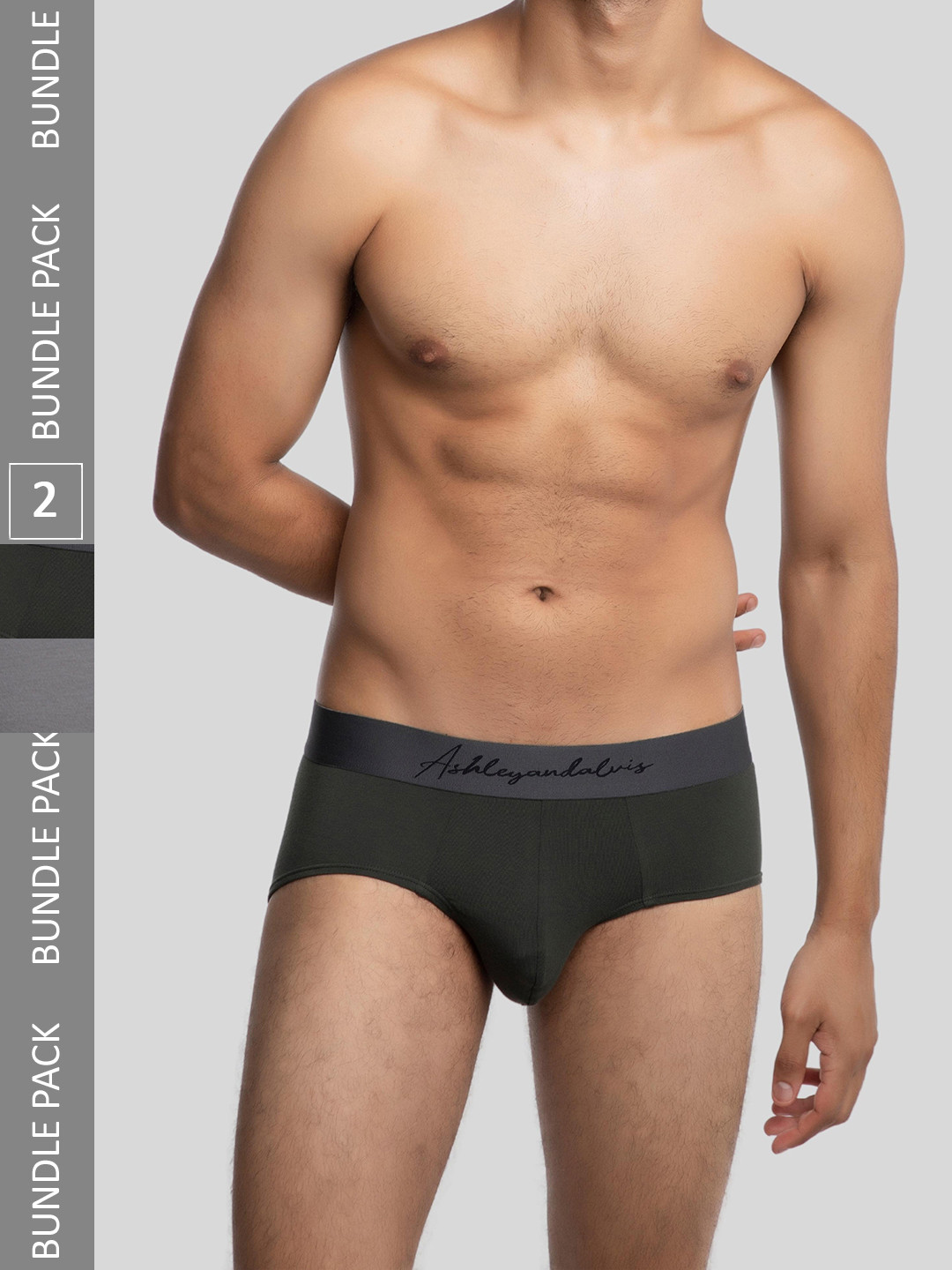 

Ashleyandalvis Men Pack of 2 Anti-Bacterial Anti Odour Modal Briefs AA-BR-EG-NG, Green