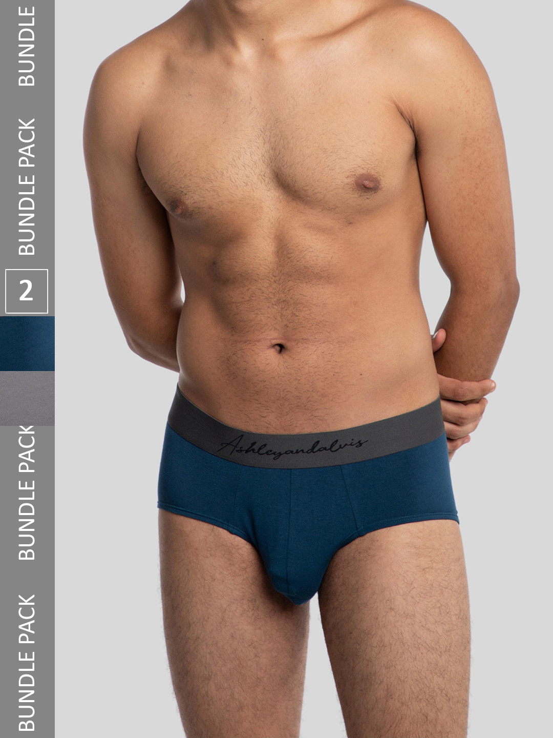 

Ashleyandalvis Men Pack of 2 Anti-Bacterial Anti Odour Modal Briefs AA-BR-PB-NG, Assorted