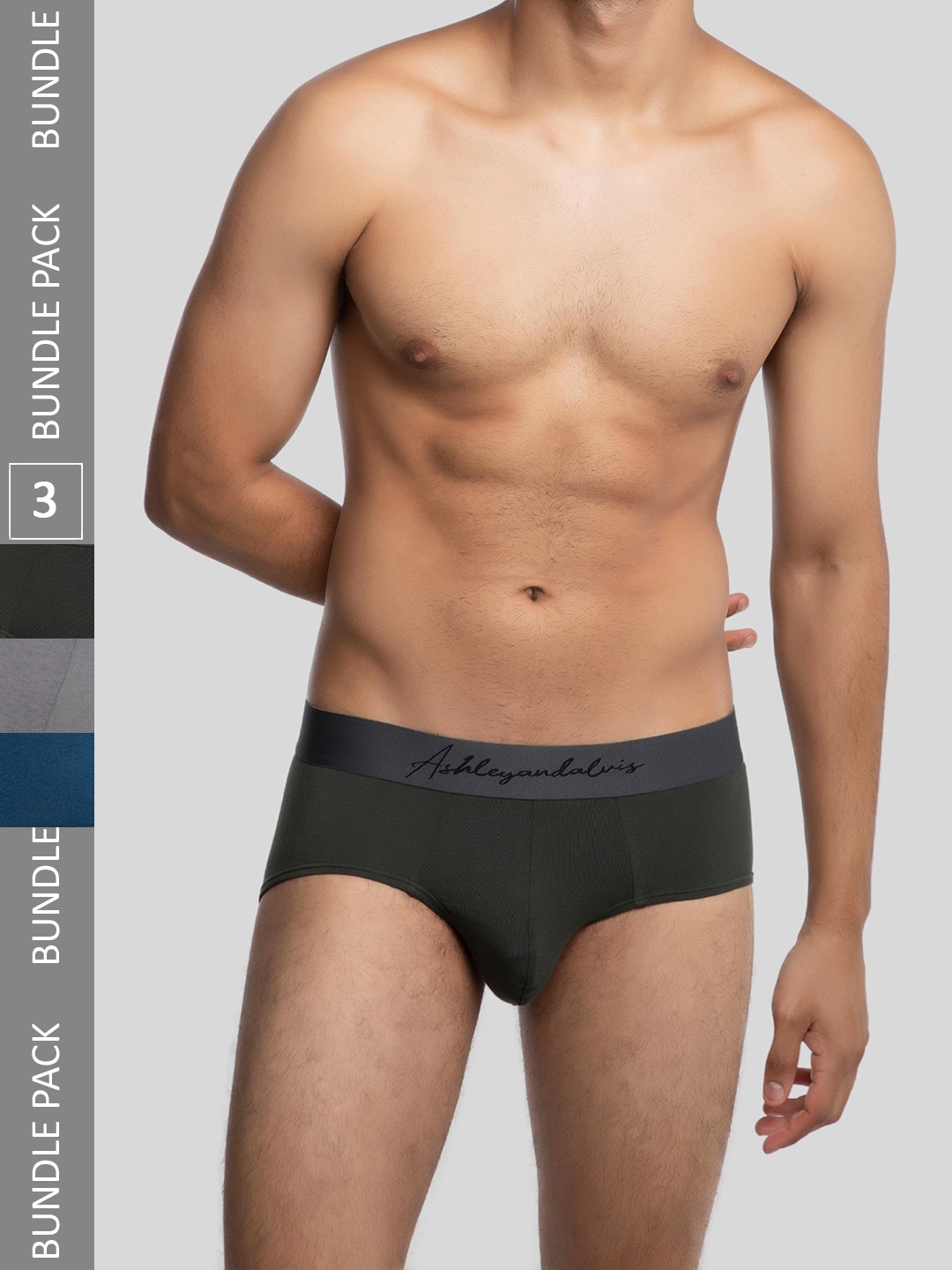 

Ashleyandalvis Men Pack of 3 Anti-Bacterial Anti Odour Modal Briefs AA-BR-PB-EG-NG, Blue