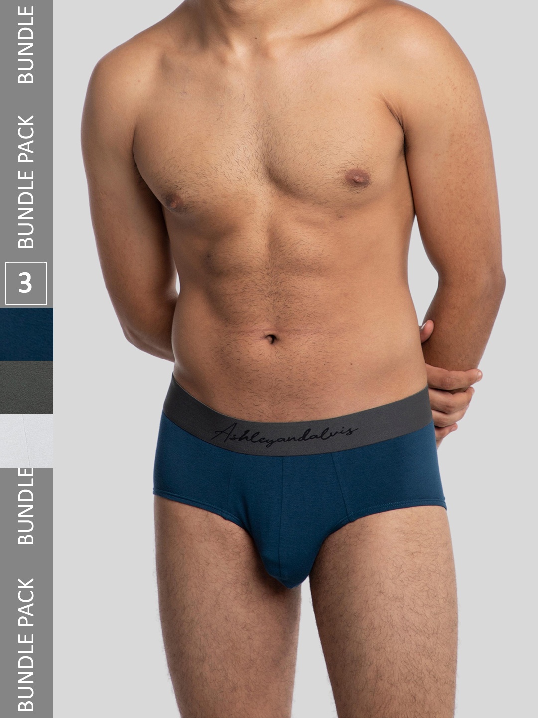

Ashleyandalvis Men Pack of 3 Anti-Bacterial Anti Odour Modal Briefs AA-BR-PB-EG-FG, Blue