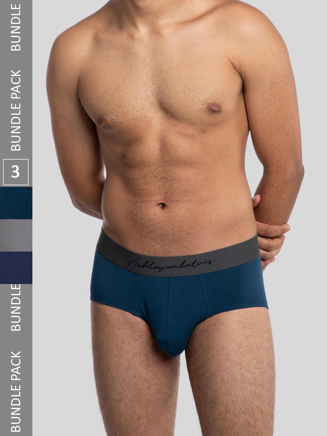 

Ashleyandalvis Men Pack of 3 Anti-Bacterial Anti Odour Modal Briefs AA-BR-IB-PB-NG, Blue