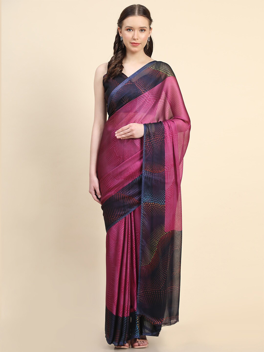 

Leeza Store Polka Dots Printed Saree, Purple