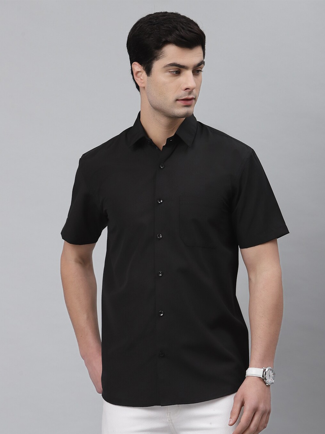 

NEUDIS Classic Spread Collar Casual Shirt, Black