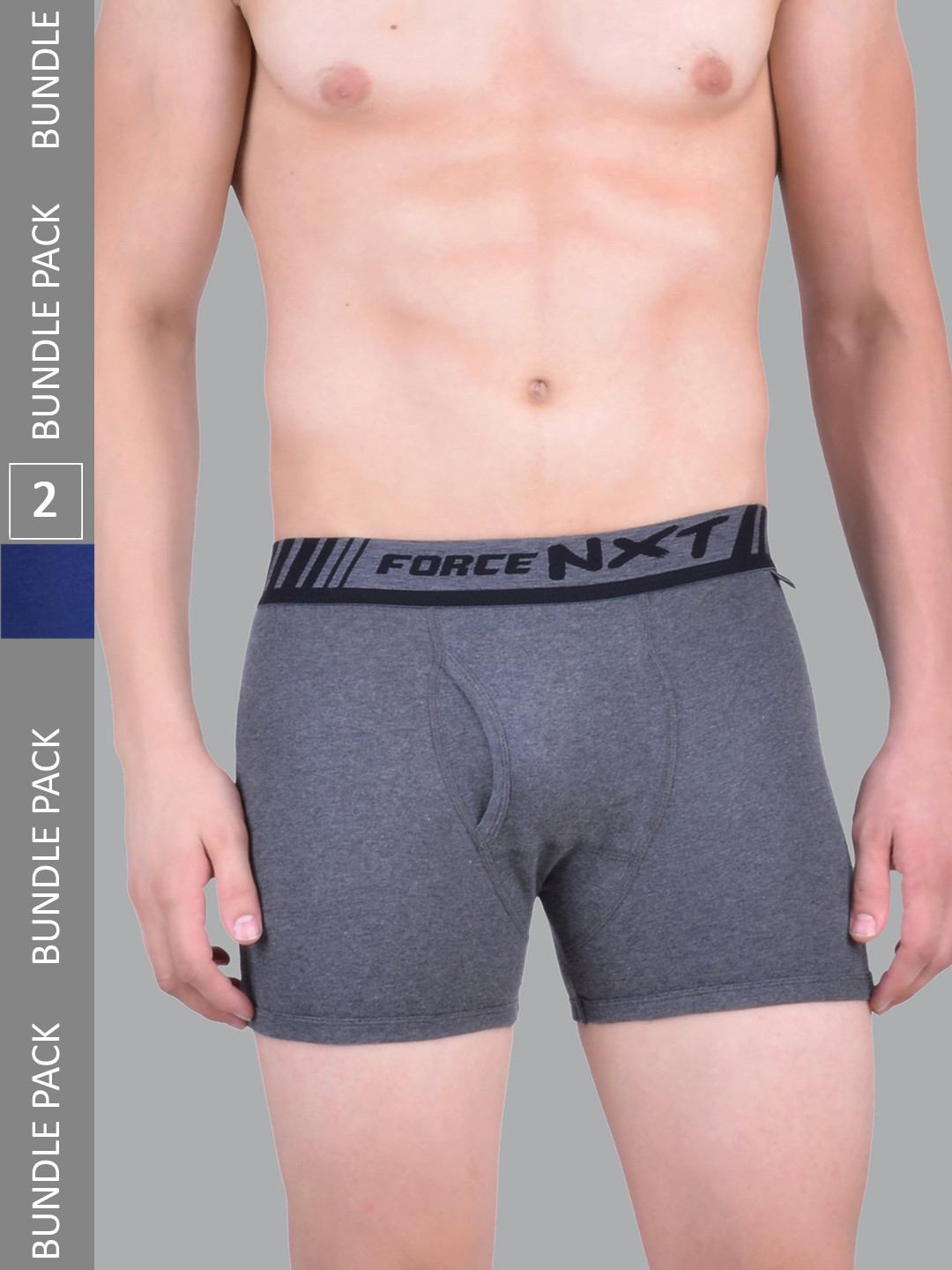 

Force NXT Pack Of 2 Ultra Fresh Technology Outer Elastic Cotton Trunks, Grey